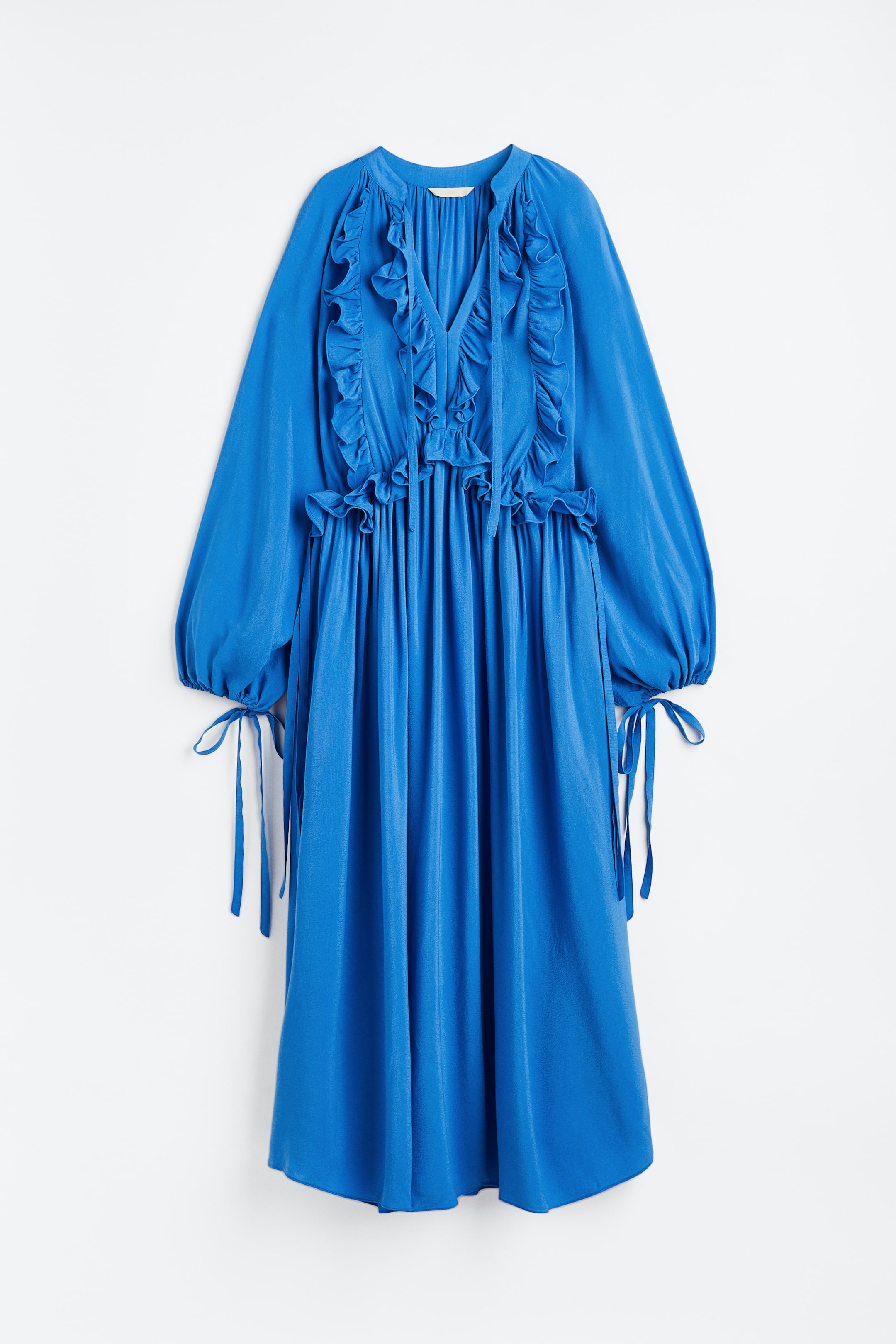 View larger image: Voluminous frill-trimmed dress - Bright blue - Ladies | H&M IN 1