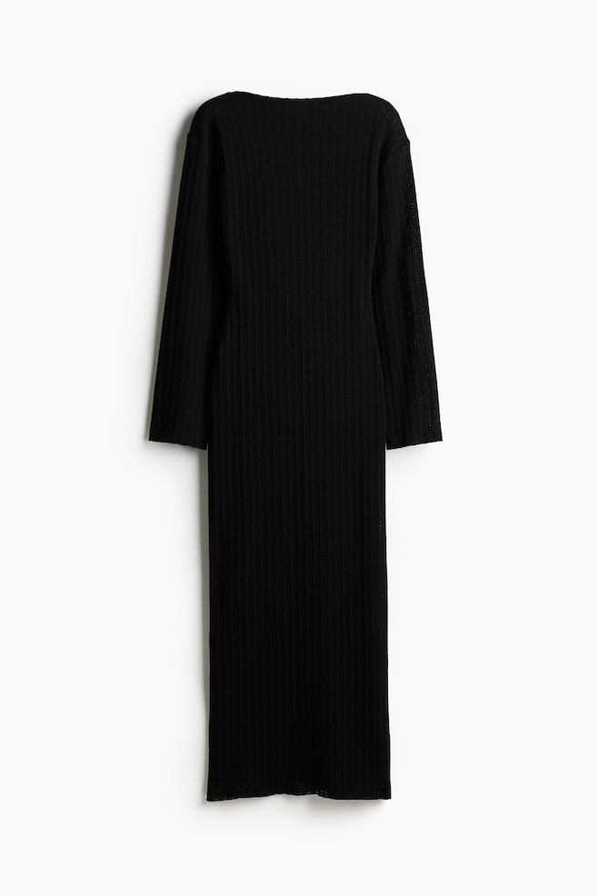 Maxivestido con diseño calado - Negro - 1