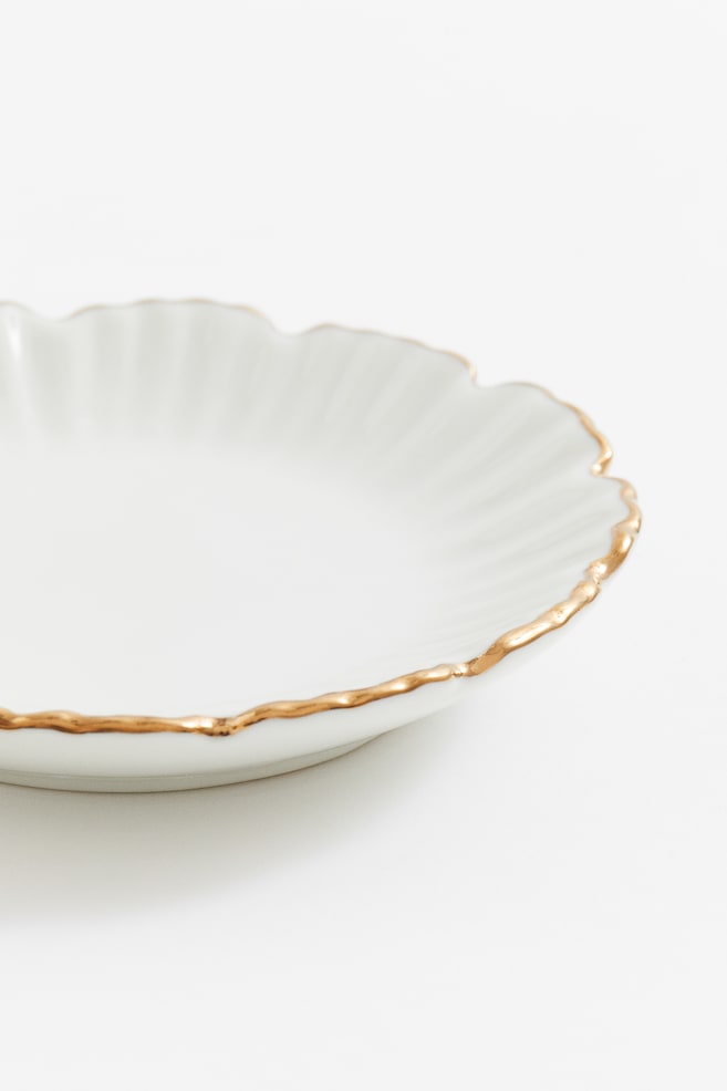 Porcelain mini plate - White/Gold-coloured/Light green - 4