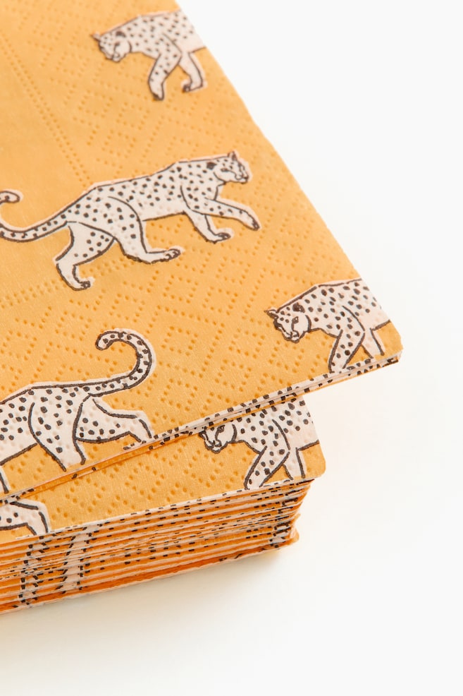 20-pack patterned paper napkins - Yellow/Leopards/Deep pink/Leopards/Natural white/Floral - 2