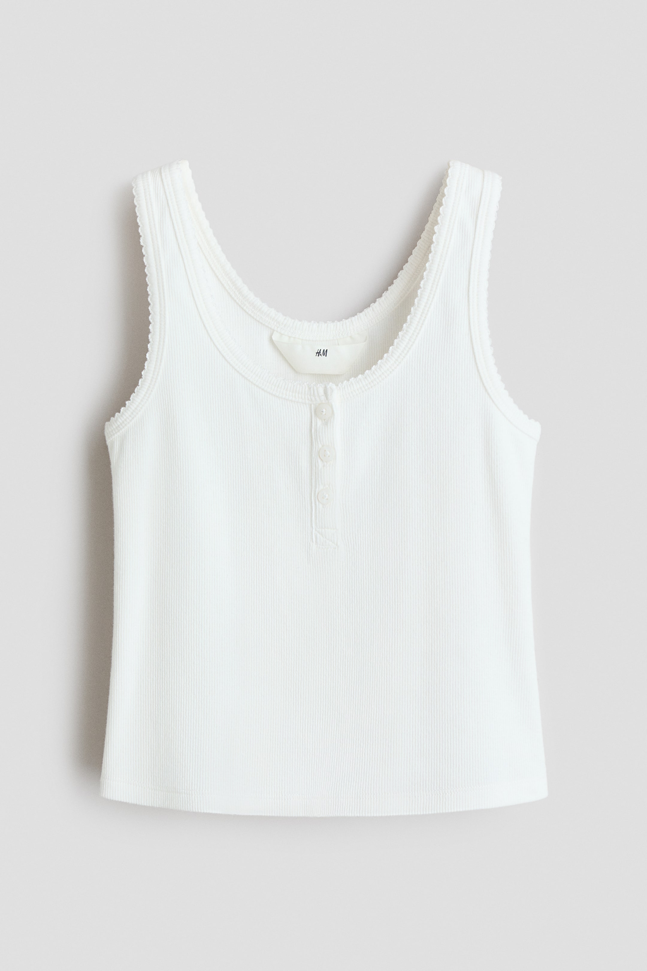 View larger image: Ribbed cotton top - White - Kids | H&M 1