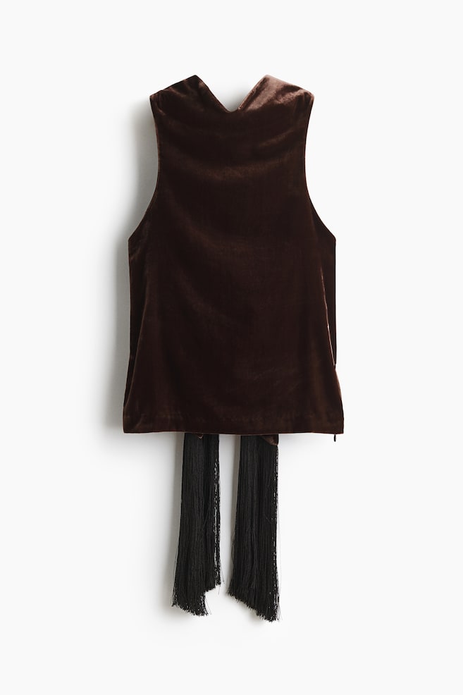 Top halter de terciopelo - Marrón oscuro - 1