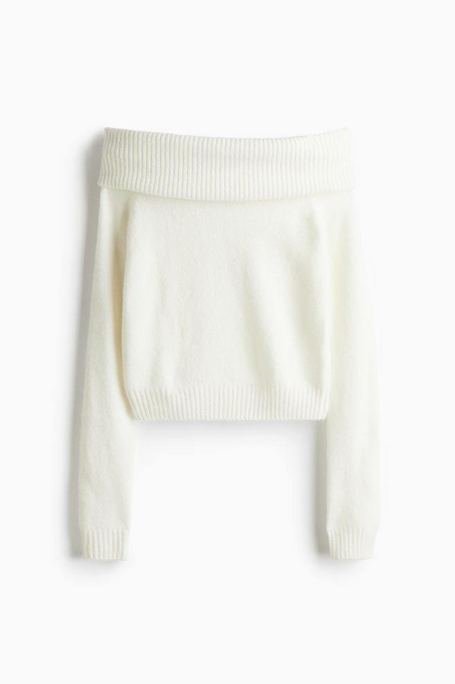 Pullover a spalle scoperte - Bianco/Azzurro/Rosa chiaro/Grigio scuro mélange - 1