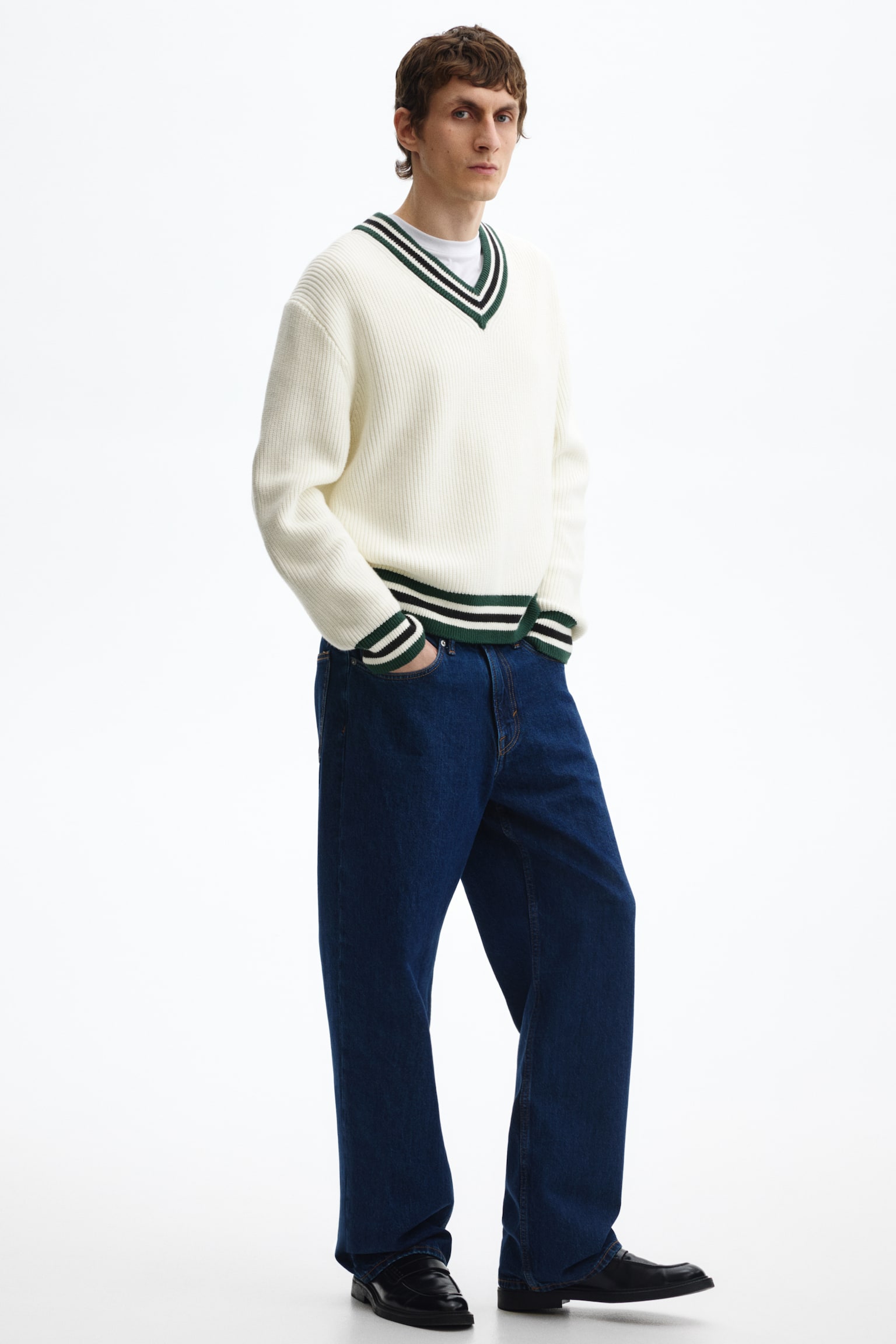 Relaxed Fit Rib-knit jumper - Cream/Stripes - 5