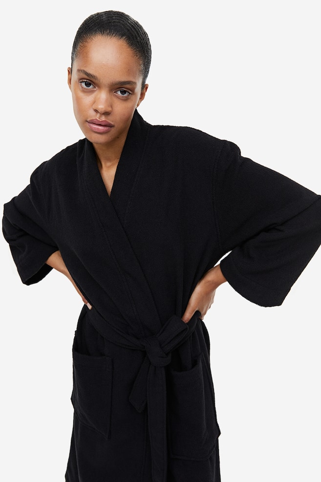 Terry dressing gown - Black/Anthracite grey/Light pink/Light beige - 6
