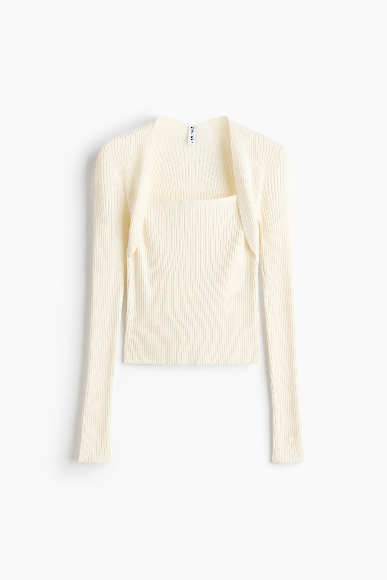 Женский топ H&M Bolero-Look Rib-Knit, цвет: Кремовый — фото 1