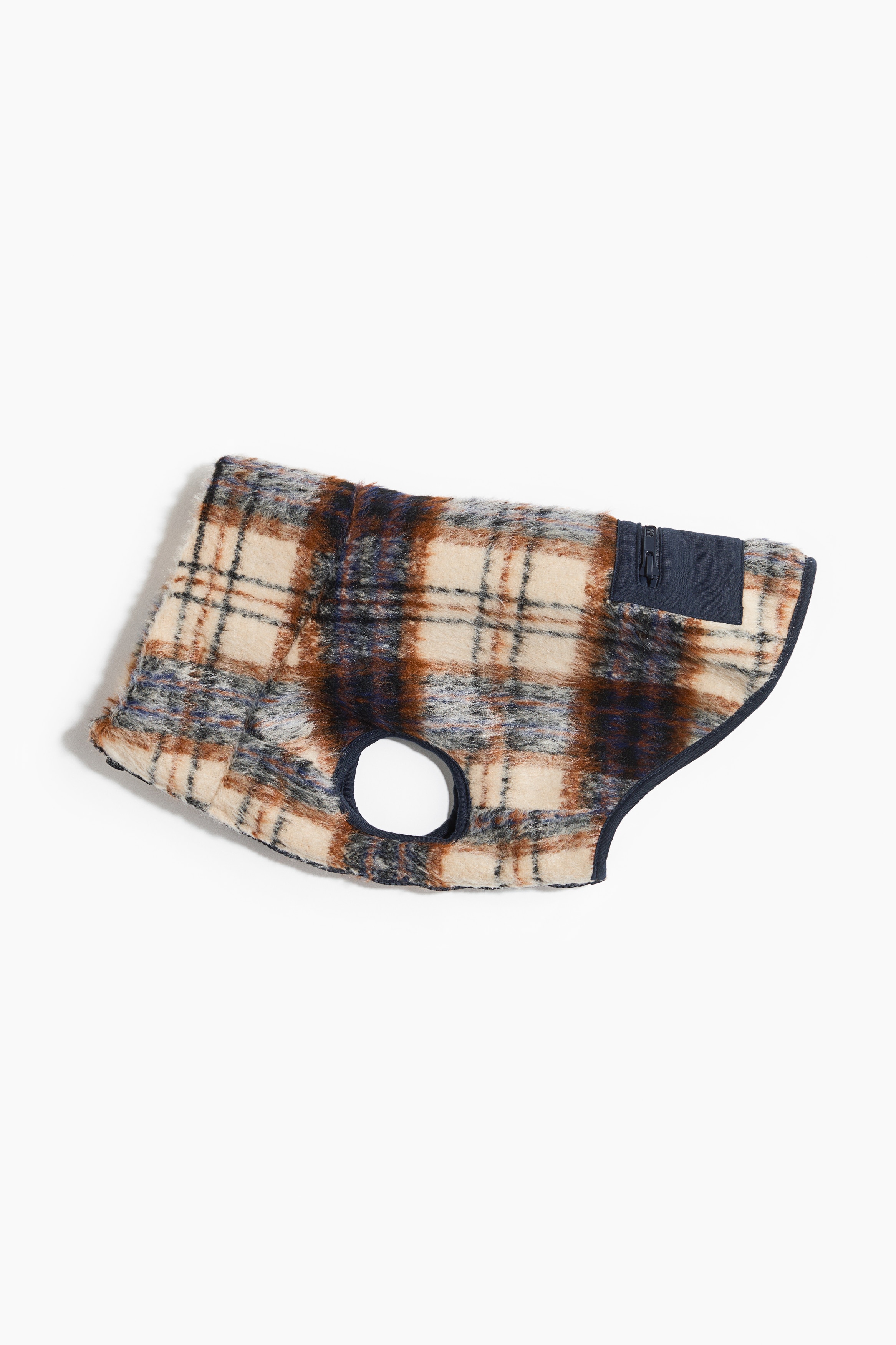 Abrigo para perro en borreguito - Beige claro/Cuadros/Beige/Azul oscuro