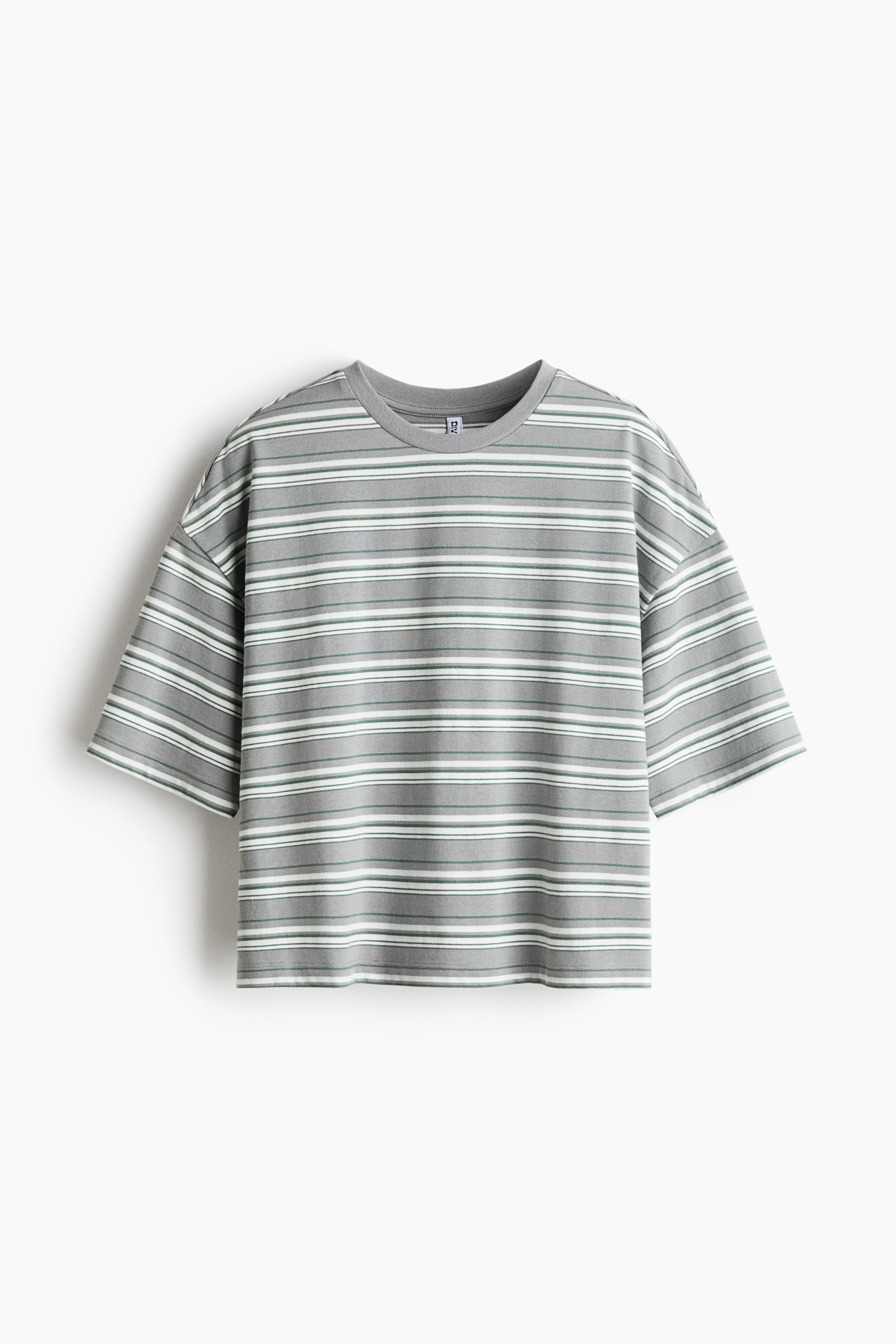 View larger image: Oversized T-shirt - Light grey marl/Striped - Ladies | H&M 1