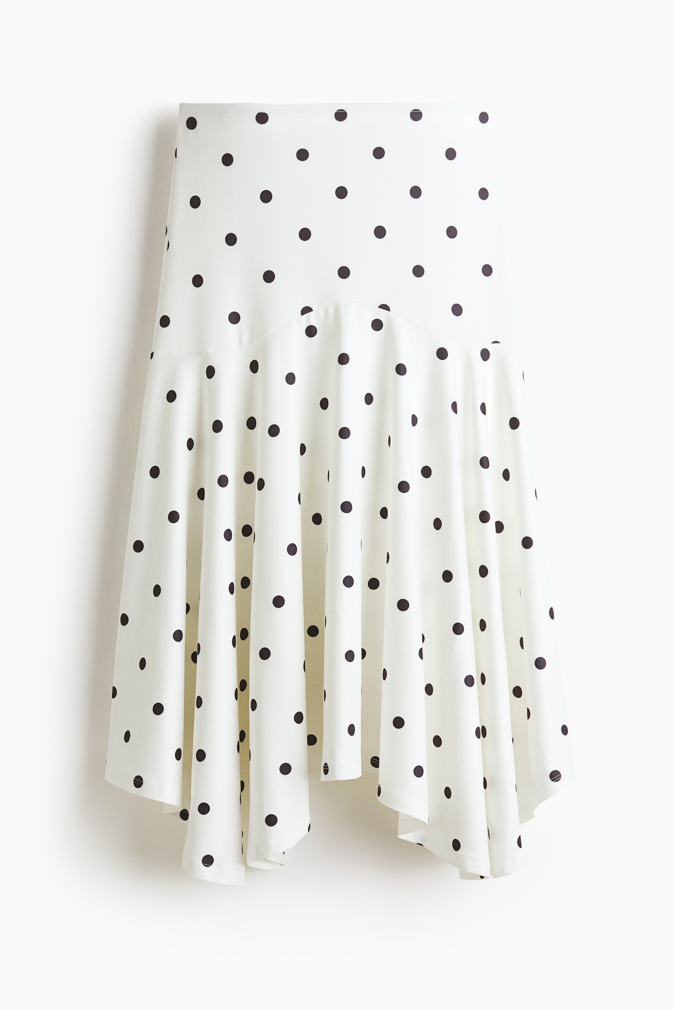 Jersey midi skirt - Cream/Spotted/Dark brown/Polka dot