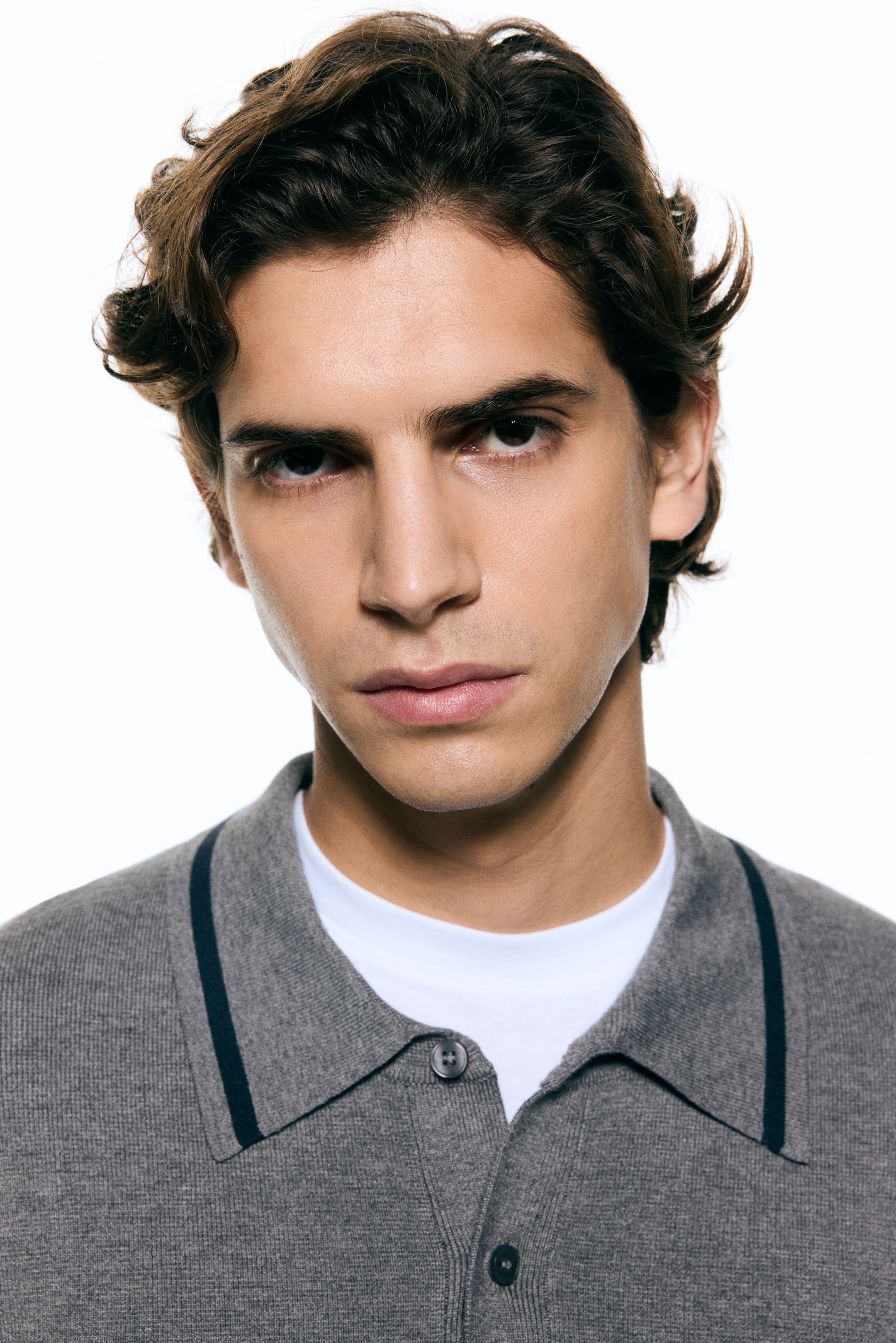 View larger image: Relaxed Fit Long-sleeved Polo shirt - Dark grey/Stripes - Men | H&M IN 2