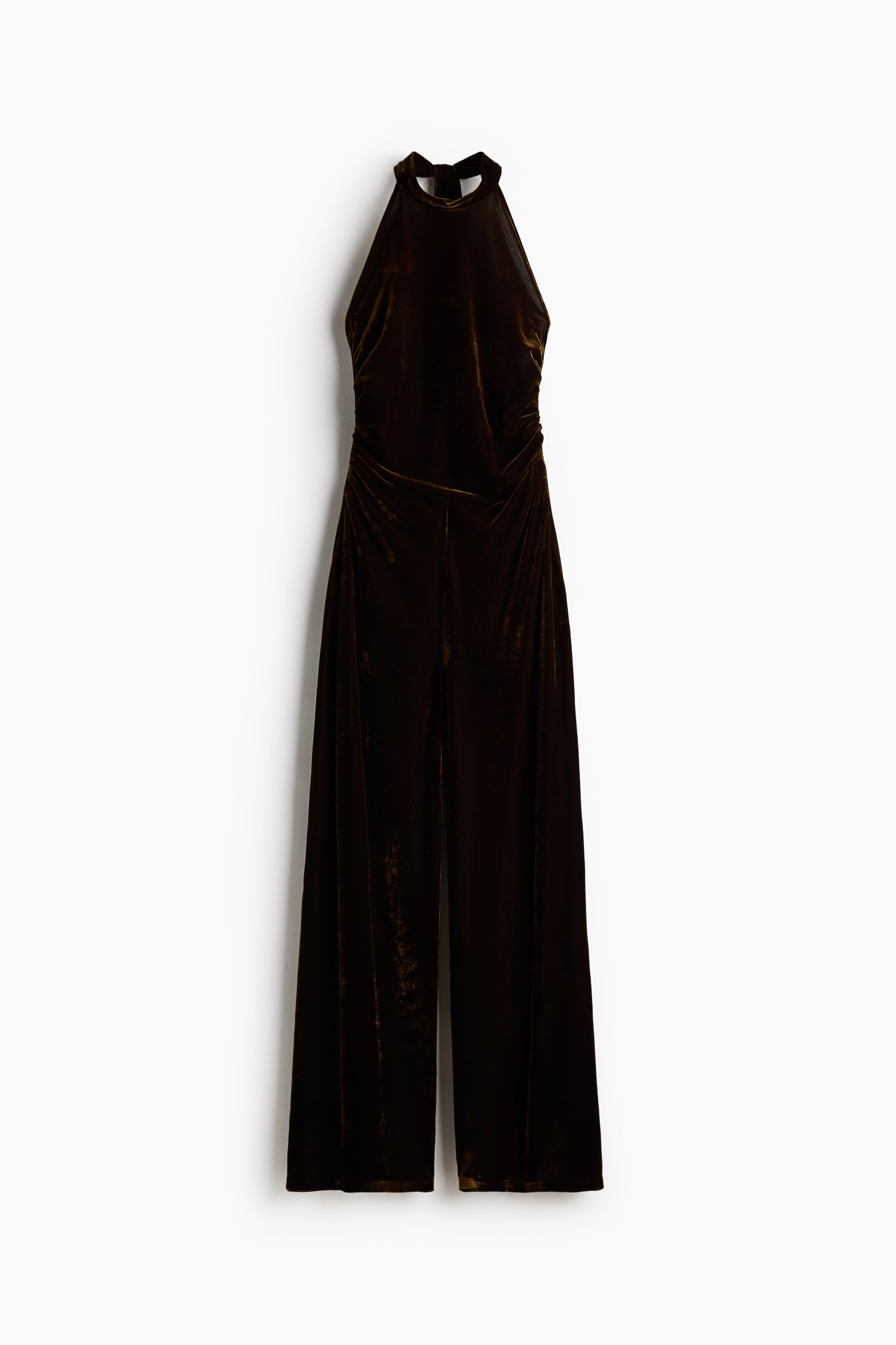 Ampliar la imagen: Velour halterneck jumpsuit - Dark golden olive - Ladies | H&M MX 5