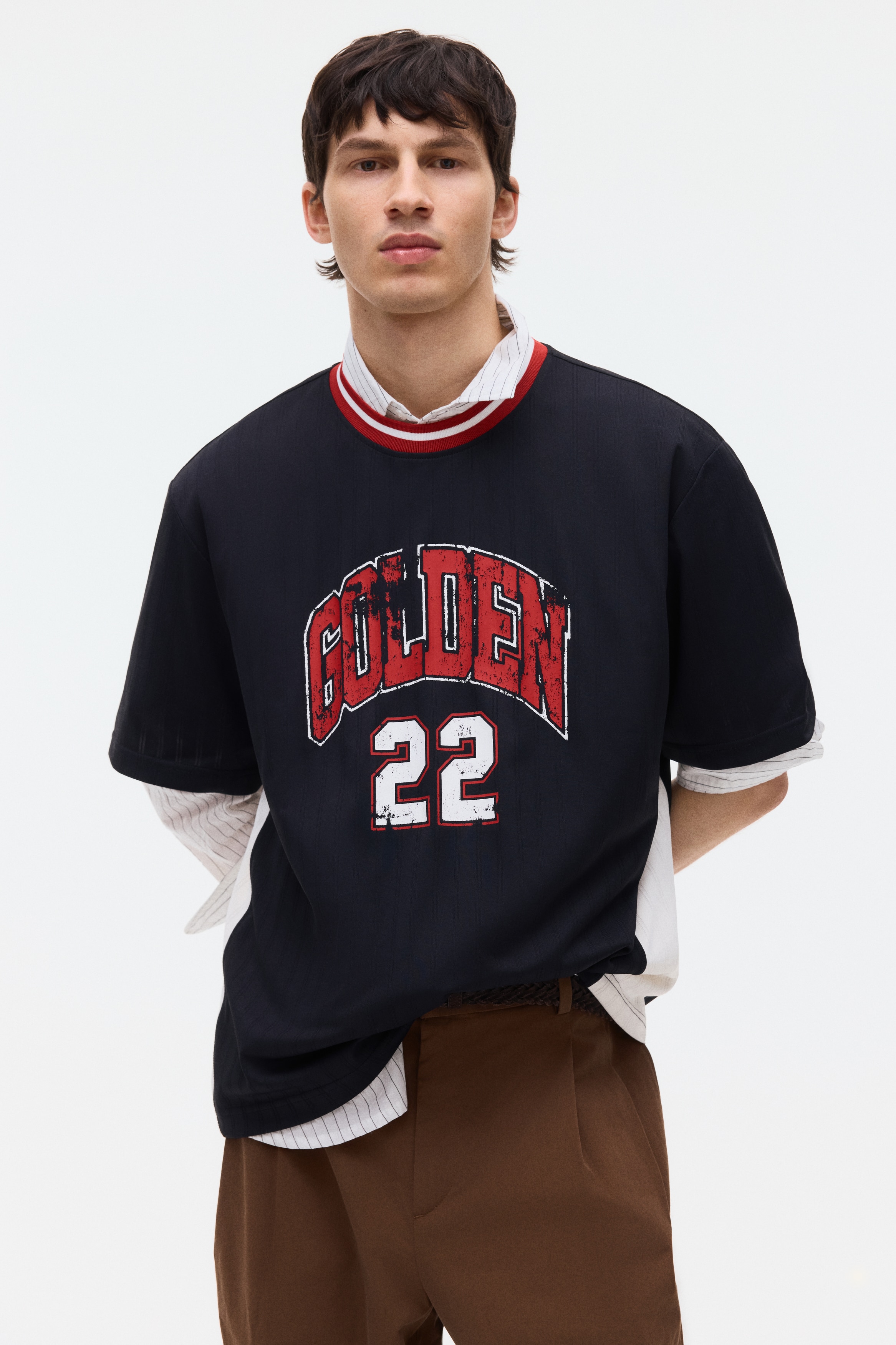 Majica sa printom Loose Fit - Tamnoplava/Golden 22/Bordo/Golden 22