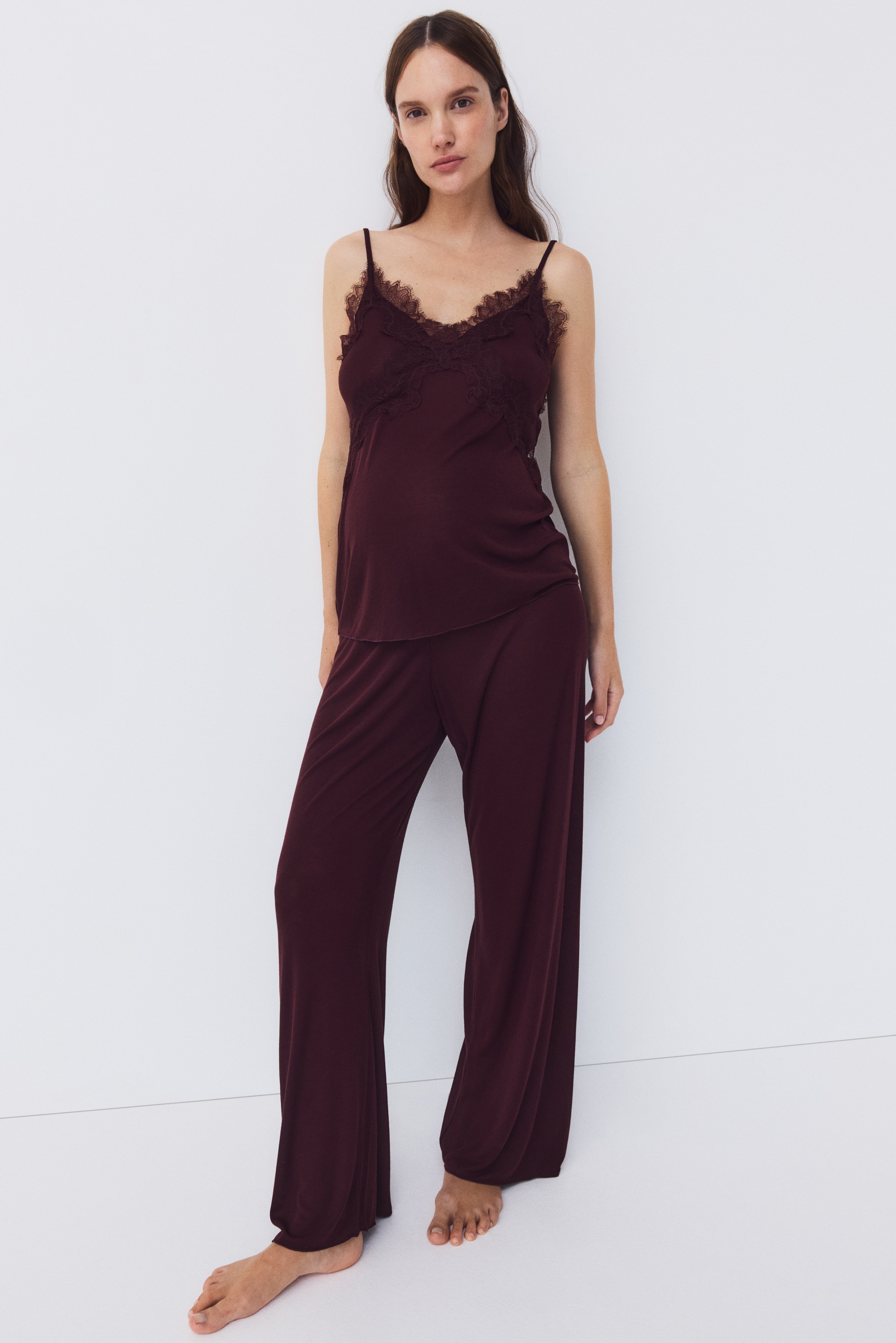 MAMA Lace-Trimmed Jersey Pajamas from H&M - $49.99