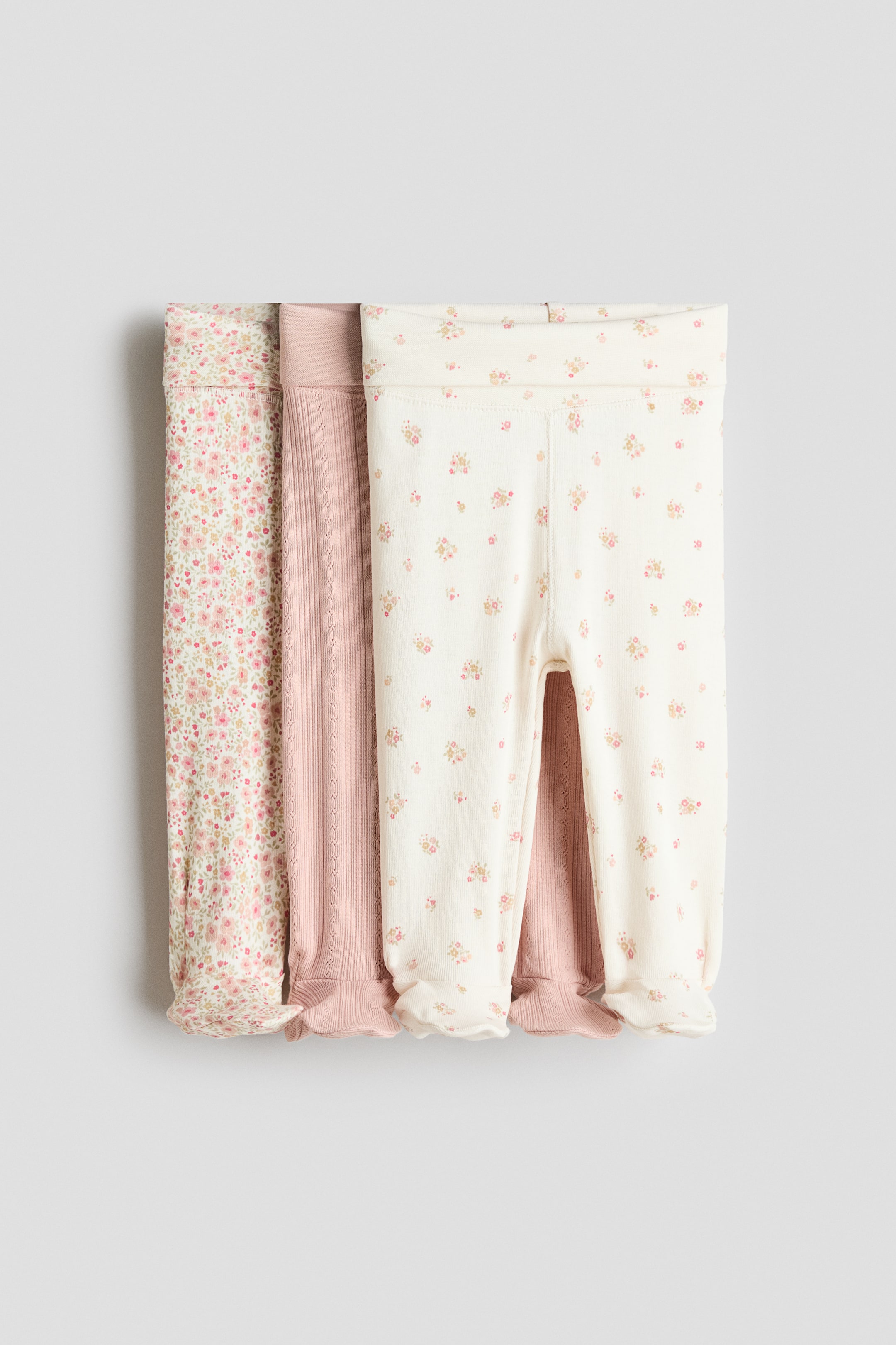 View larger image: 3-pack cotton leggings - Light pink/Floral - Kids | H&M HK 1