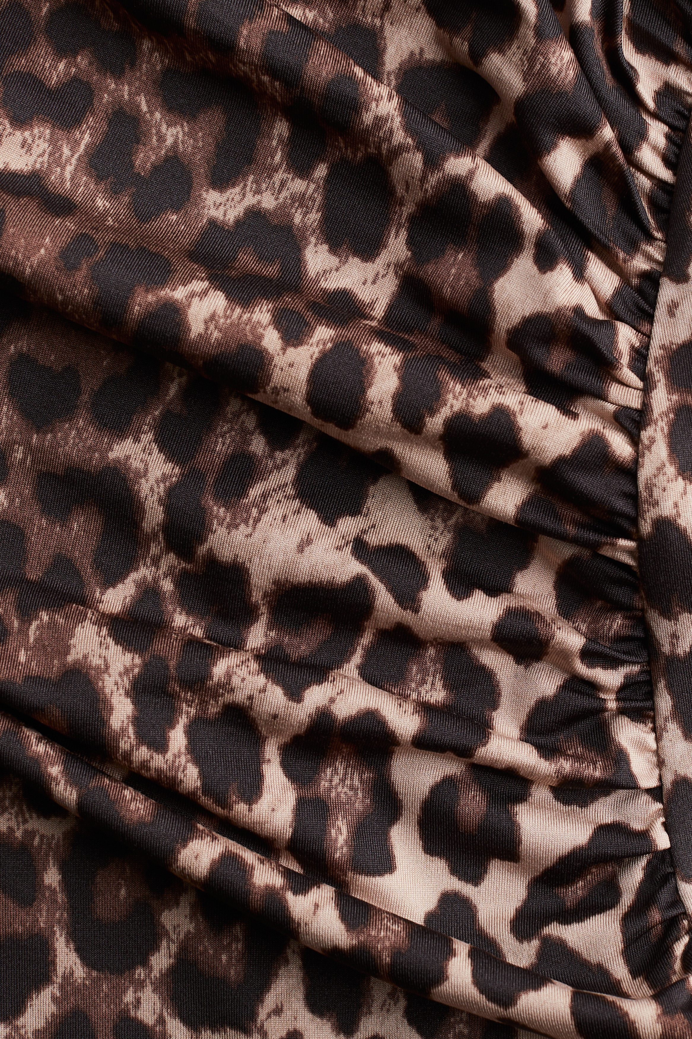 Ladies - Dark Brown/Leopard Print Draped Bodycon Dress - Size: XXL - H&M