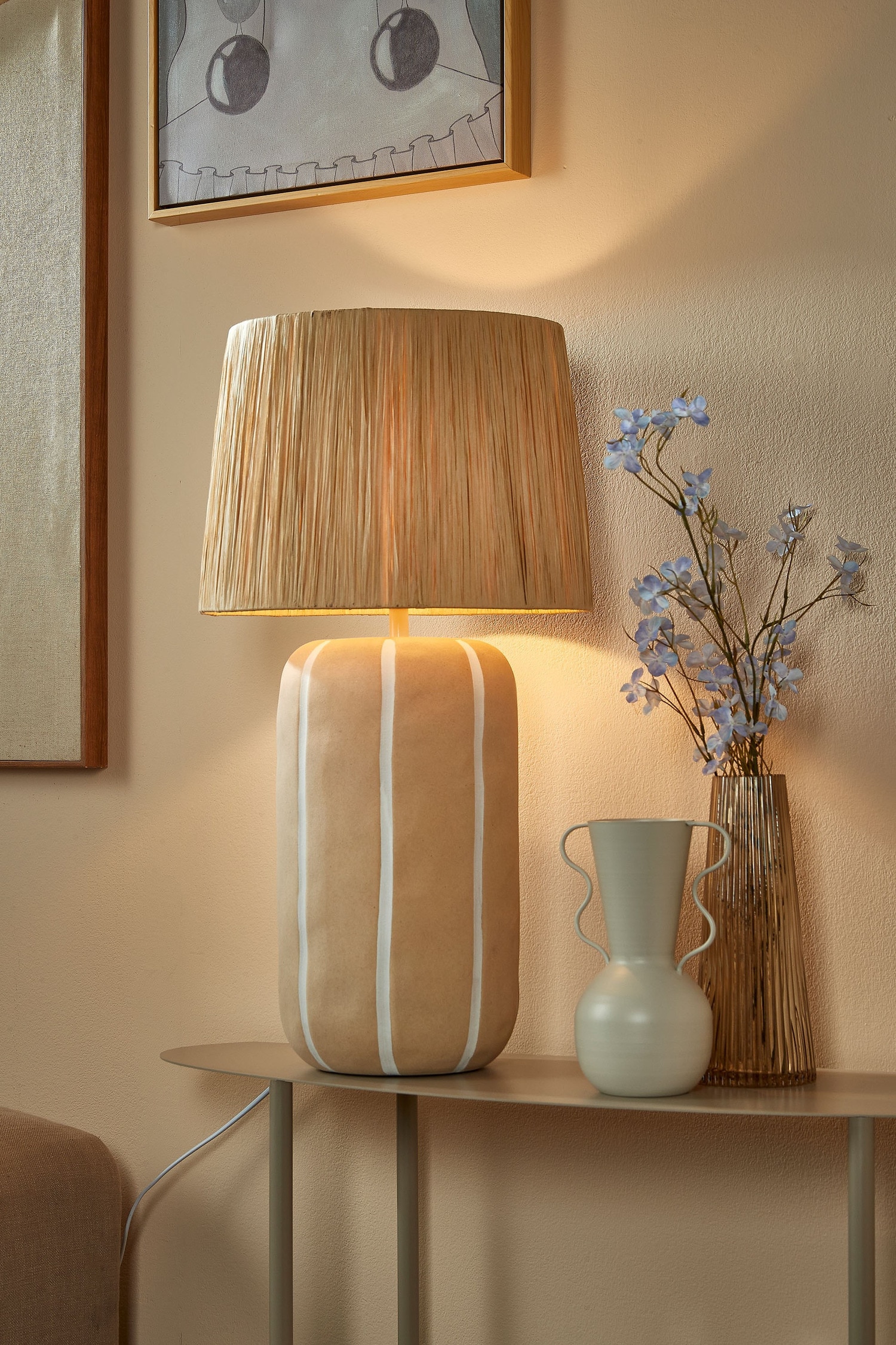 Lámpara De Mesa De Cerámica - Beige