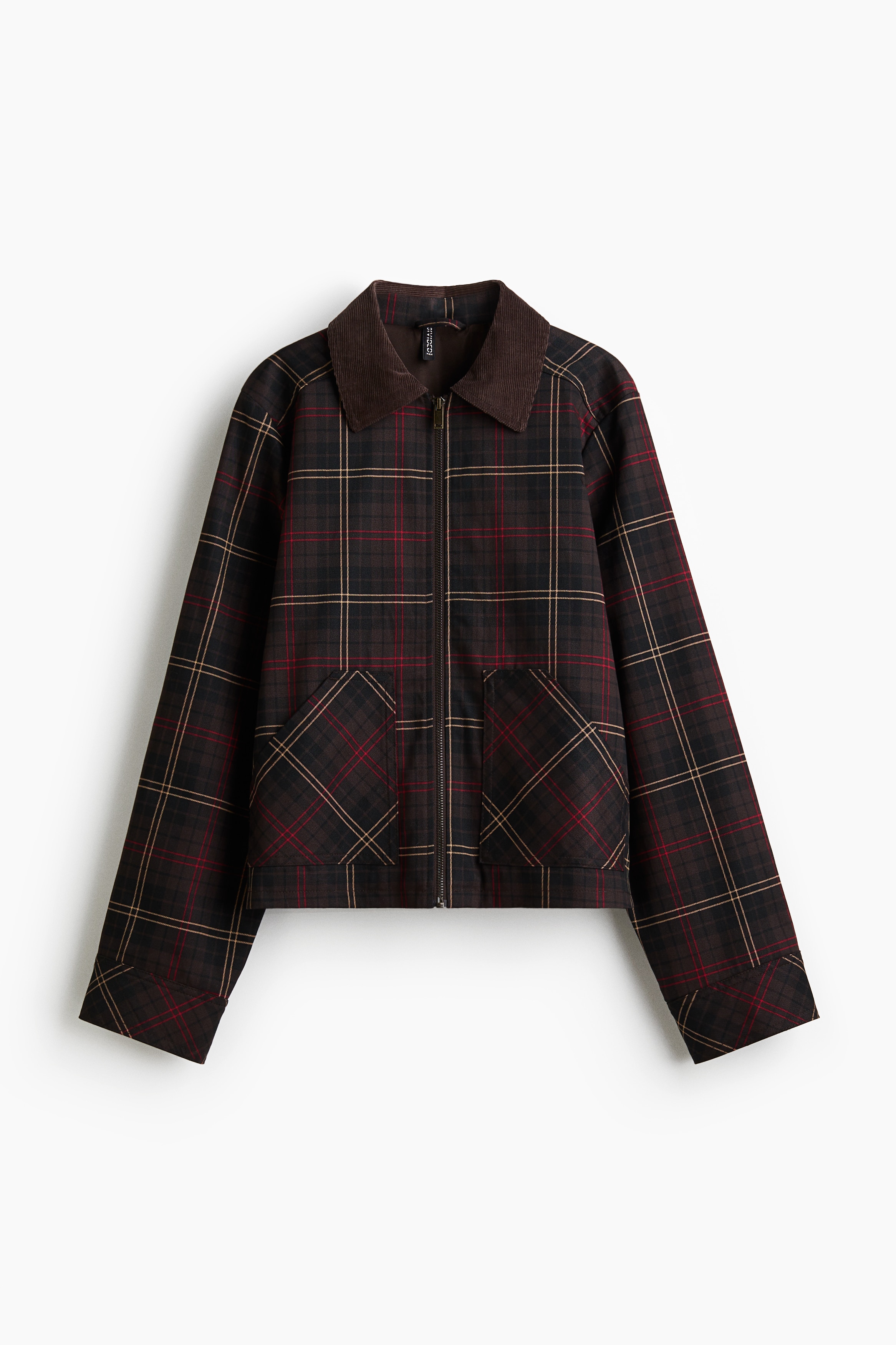ジャケット・アウター i_am_official corduroy collar check coat Corduroy-collar twill jacket - Beige/Checked - Ladies | H&M GB