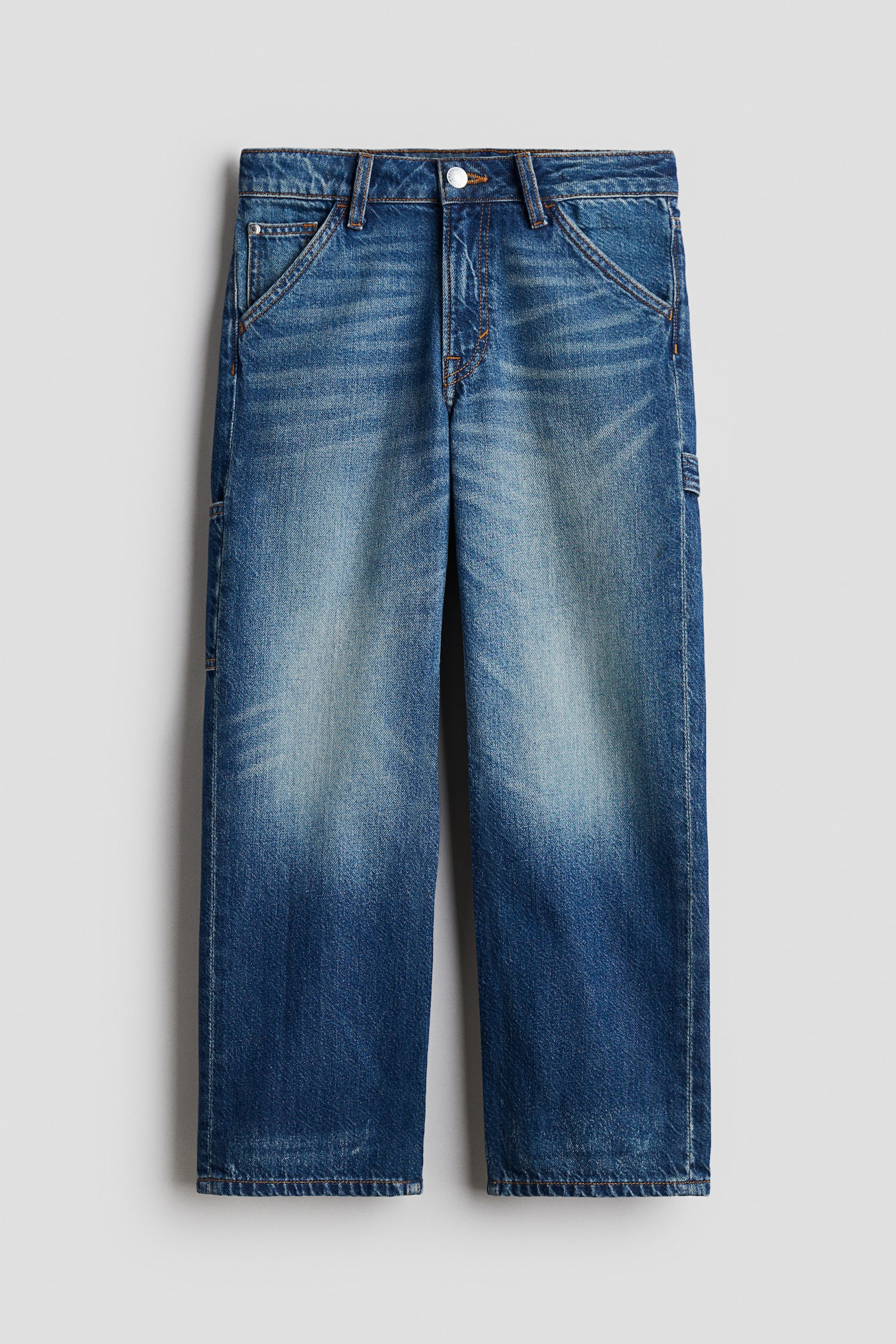 Детские джинсы H&M Loose-Fit Carpenter, цвет: Тёмный джинсовый синий — фото 1