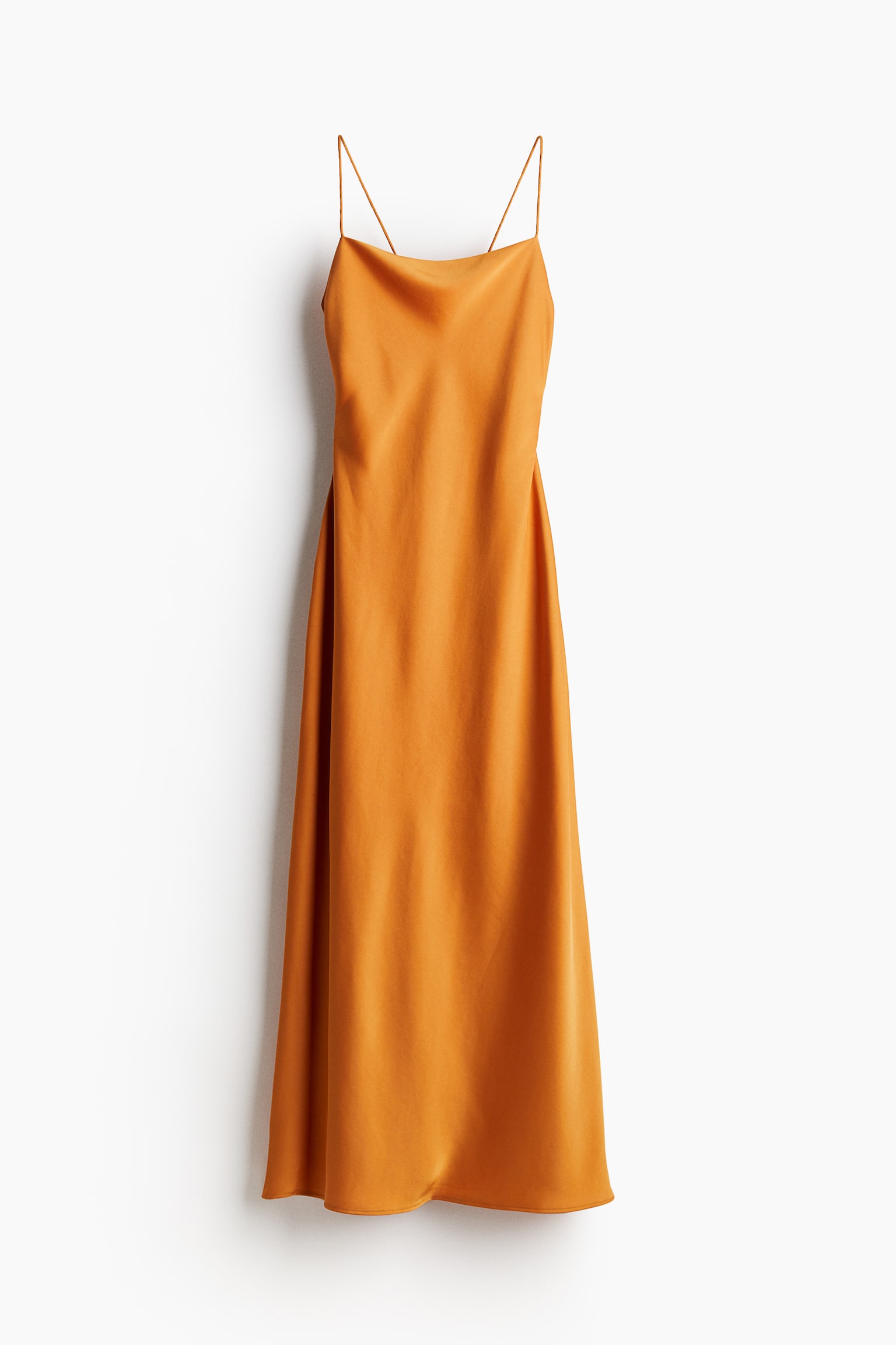 Open Back Satin Dress - Orange/Cream/Black - 2