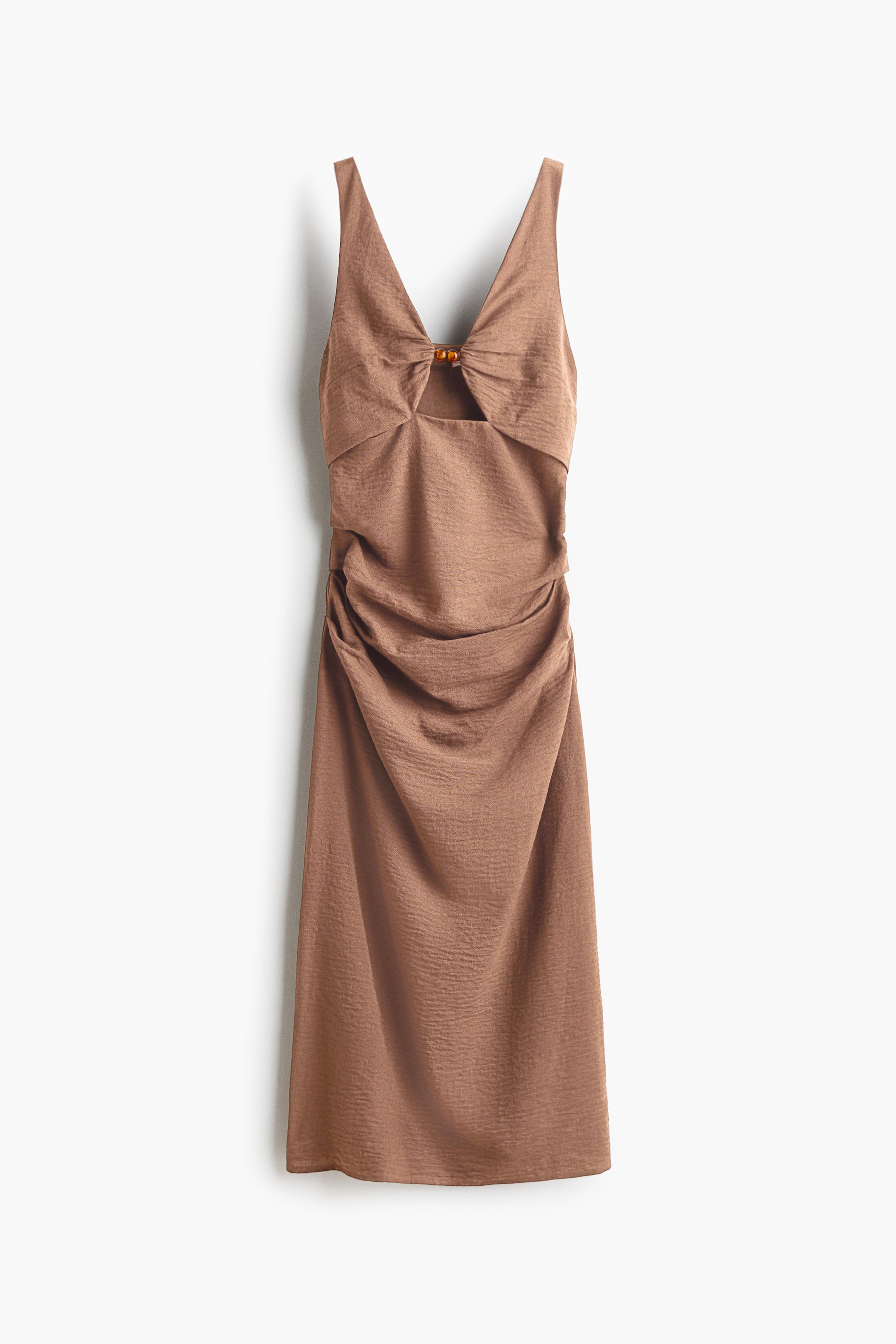 Linen-Blend Cutout Dress