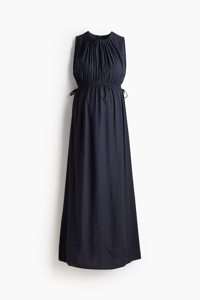 MAMA Robe avec détail plissé - Bleu marine/Blanc/bleu/fleuri - 1