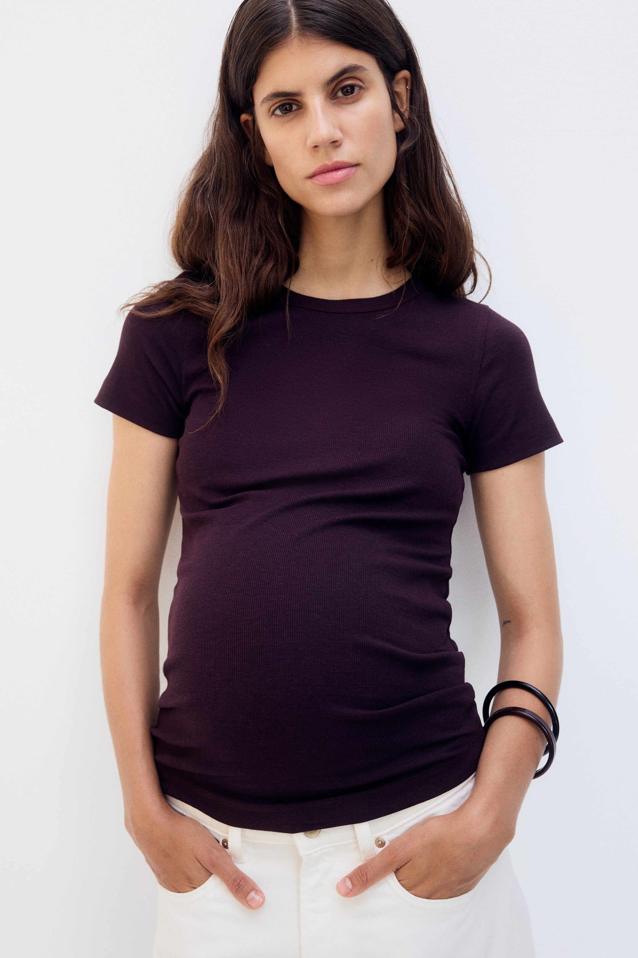 MAMA Ribbed Jersey T-Shirt