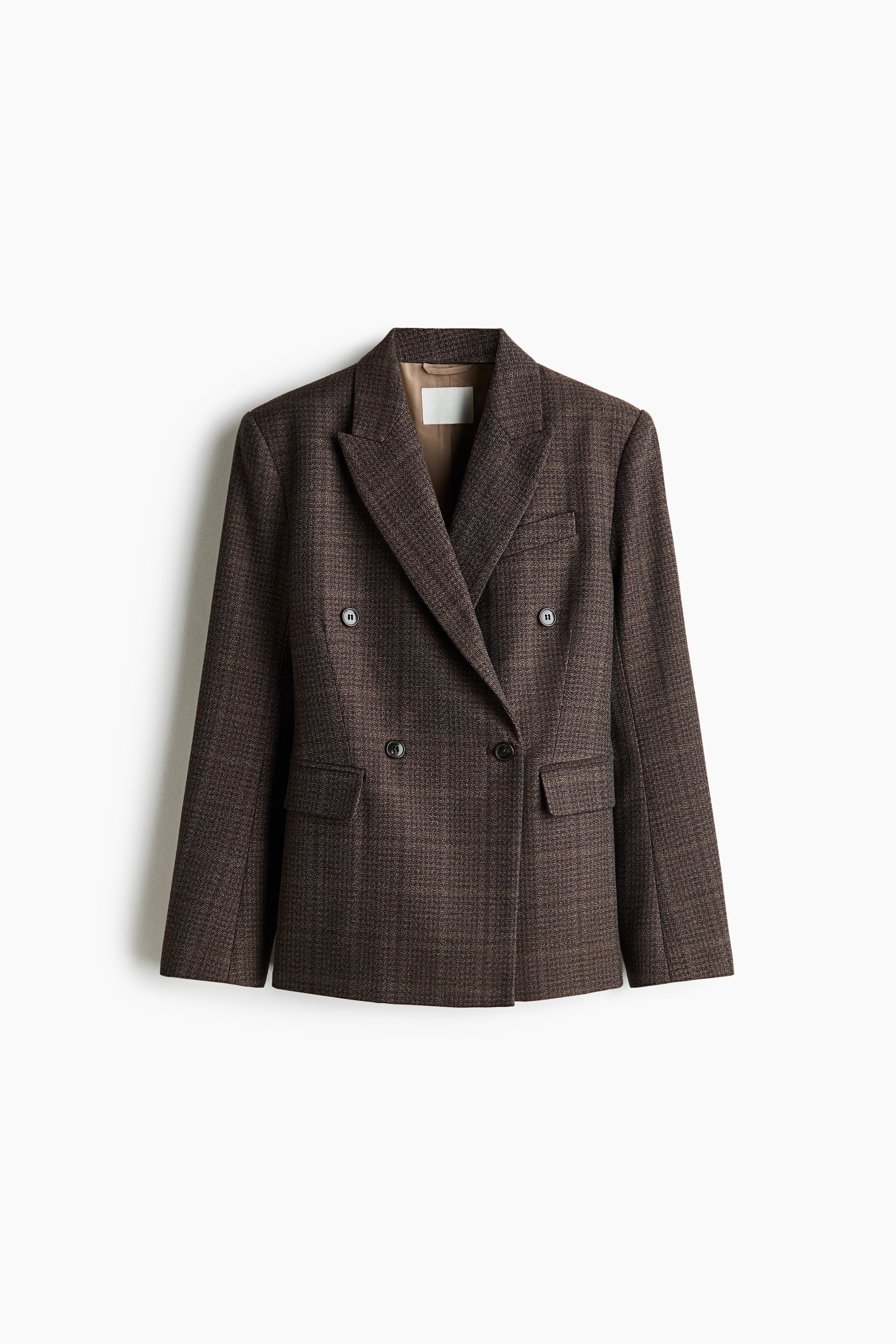 Double-breasted blazer - Dusty mole/Checked/Dark brown/Pinstriped