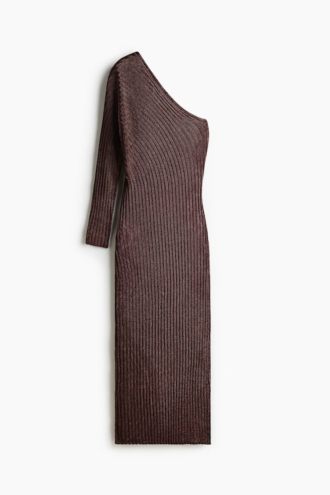 Robe asymétrique à effet métallisé - Marron foncé - 1