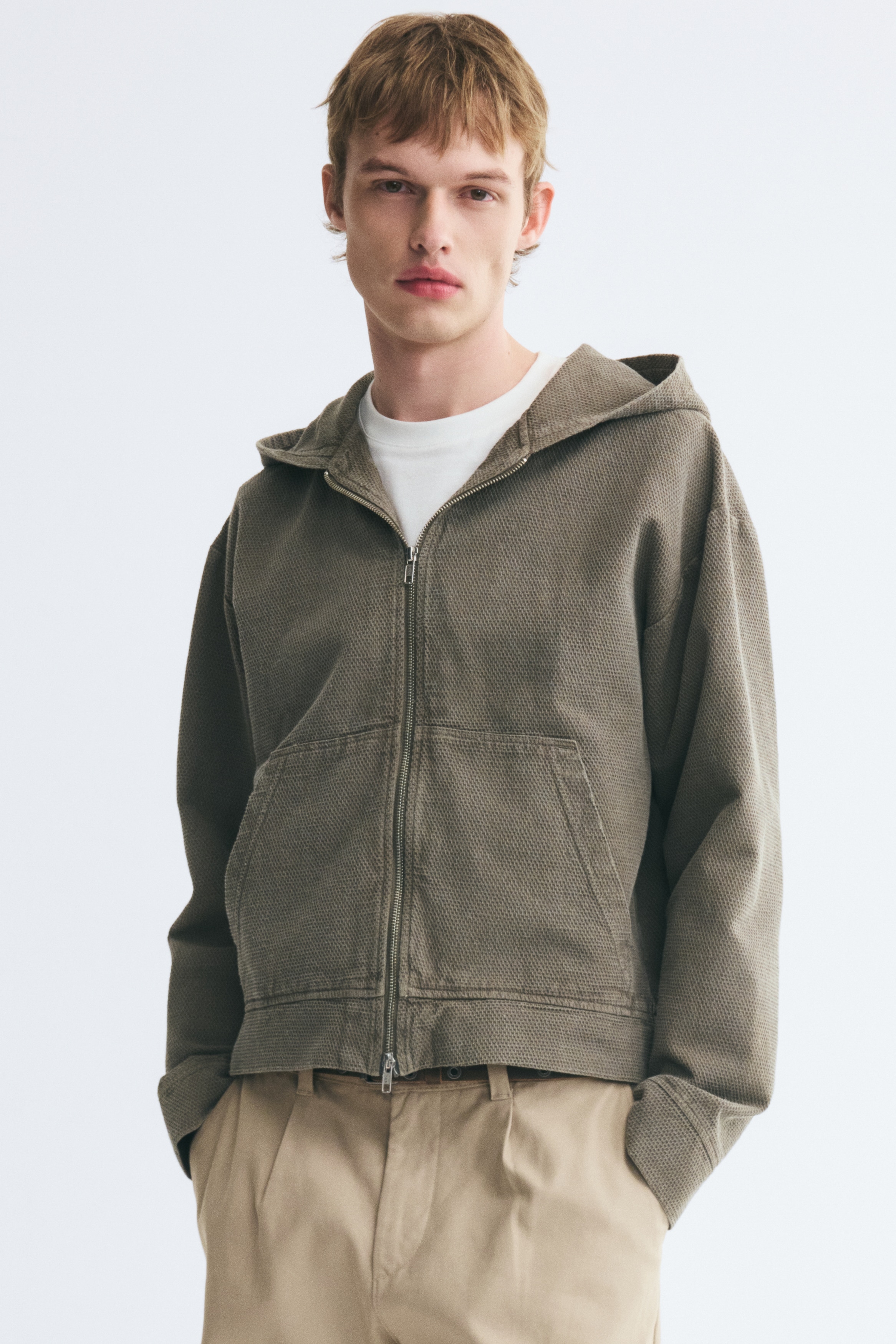 Hooded zip-through overshirtModel