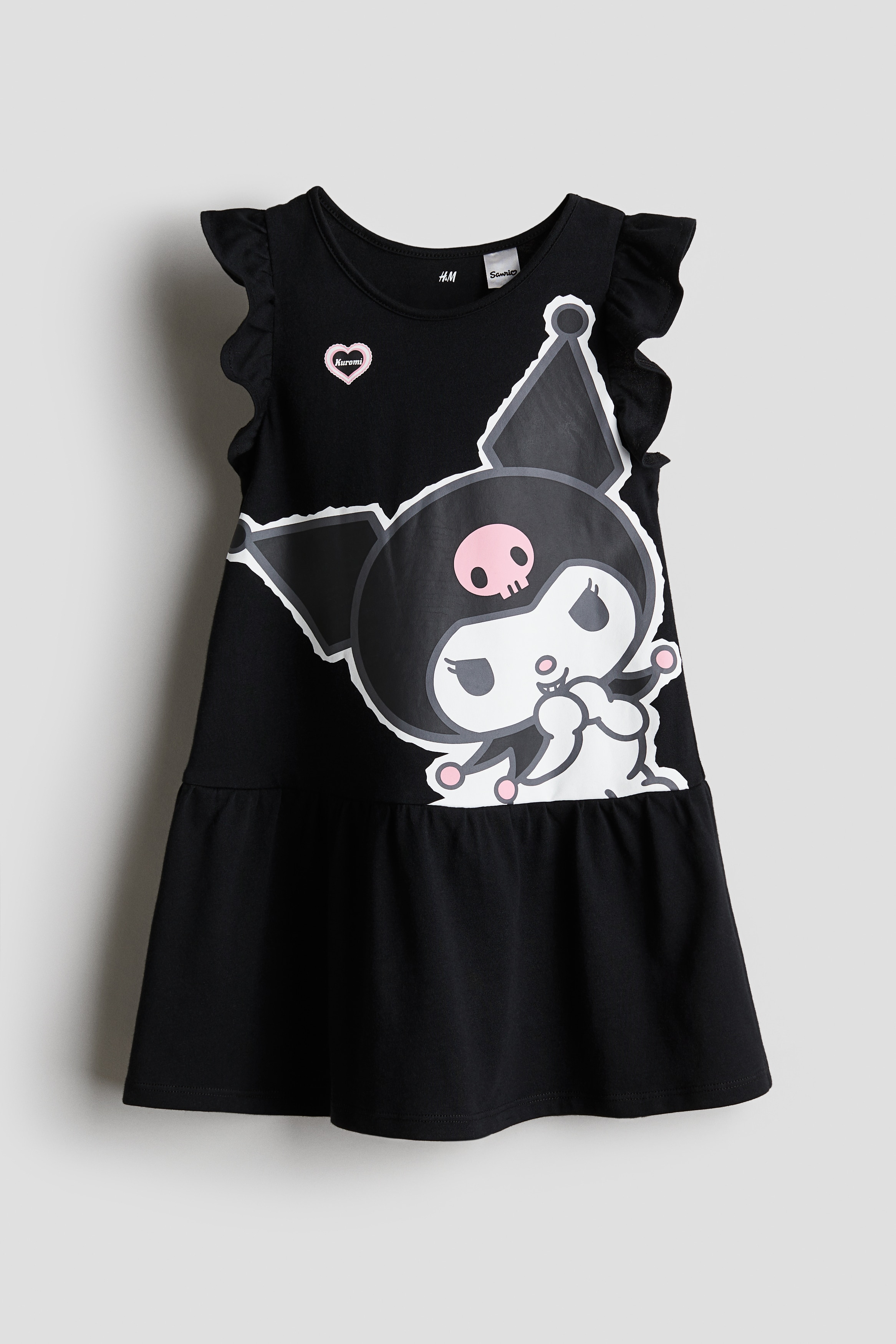 Black/Kuromi Print-motif jersey dress for kids | H&M Black/Kuromi Print-motif jersey dress for kids | H&M