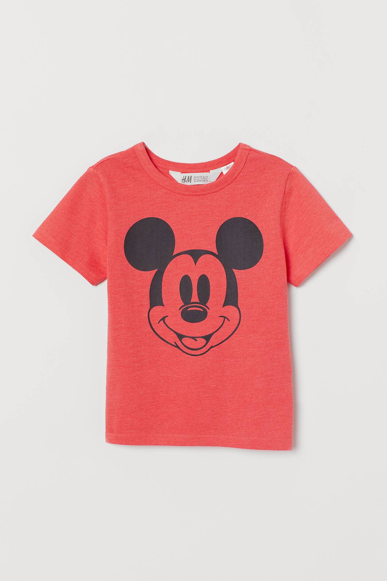 T-shirt with Printed Design - Light red/Mickey Mouse - Kids | H&M US