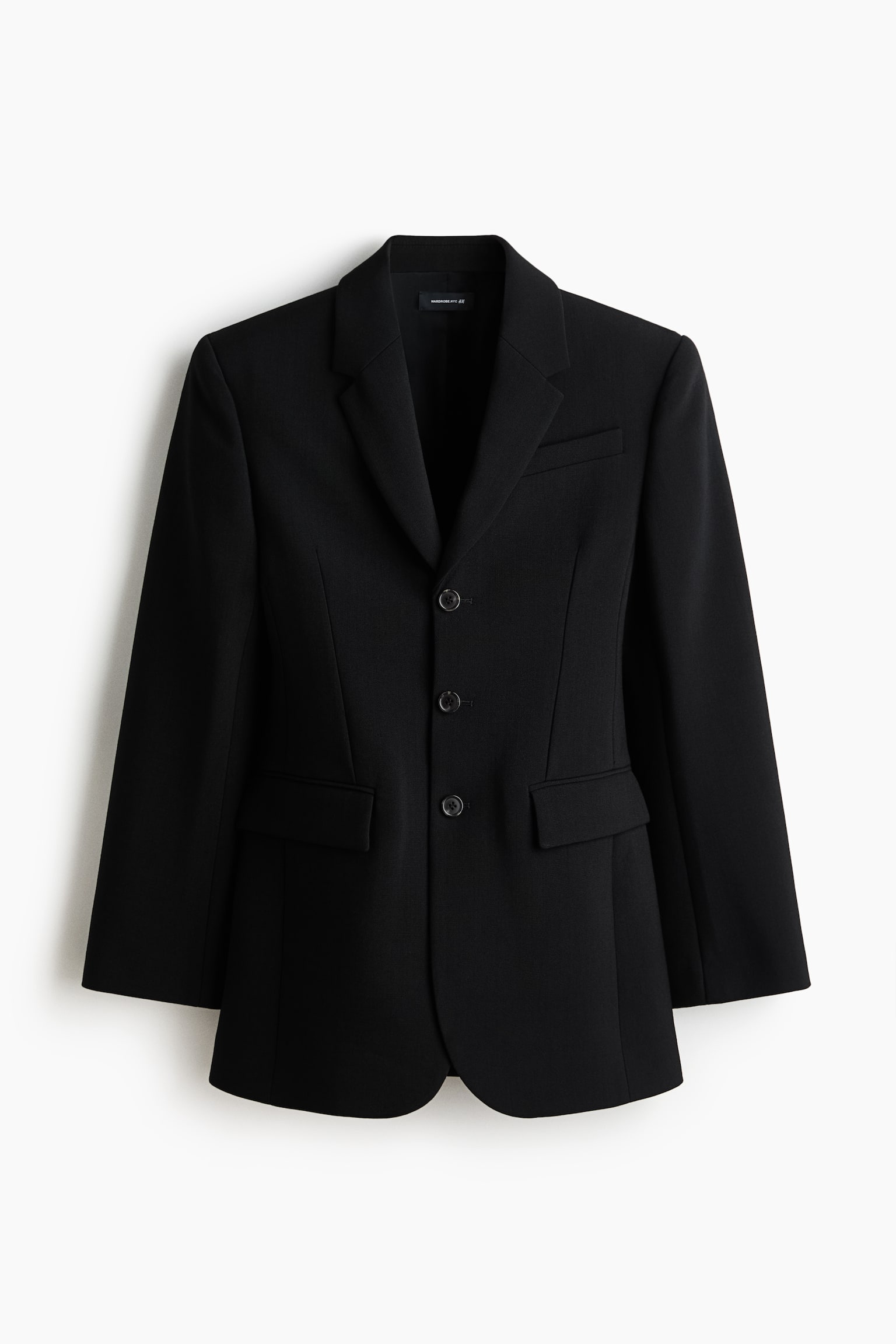 Blazer sablier en laine mélangée - Noir - 1