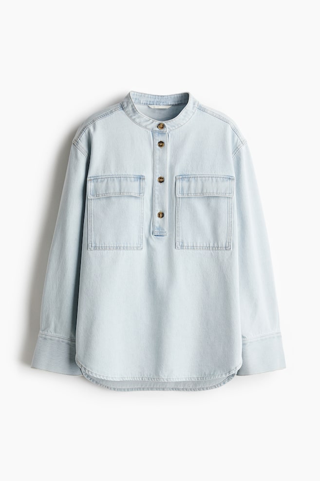 Loose-fit denim shirt - Pale denim blue/Denim blue - 1