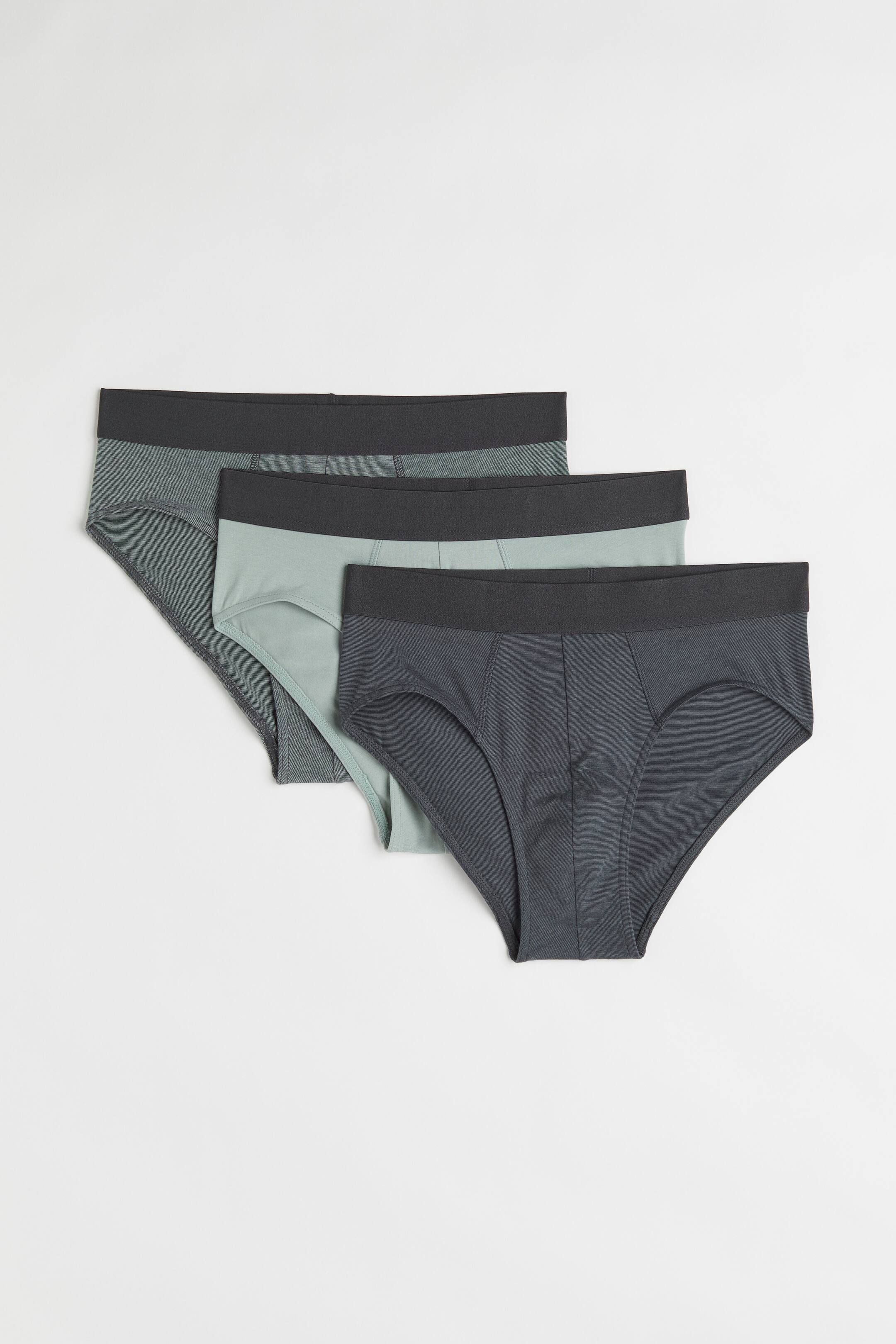 Visa större bild: 3-pack briefs i bomull - Ljusgrön/Mörkgrön - HERR | H&M SE 1