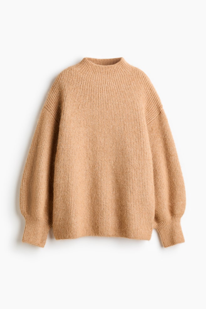Rib-knit turtleneck jumper - Beige - 1