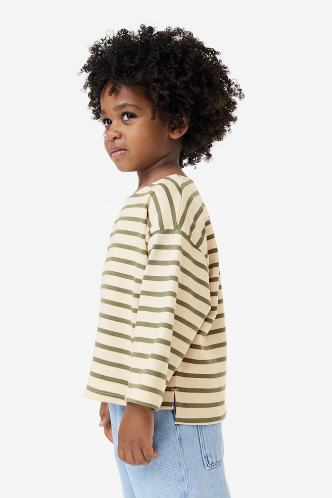 Oversized T-shirt - Light beige/Striped/Navy blue/Striped/Light beige/Striped - 5