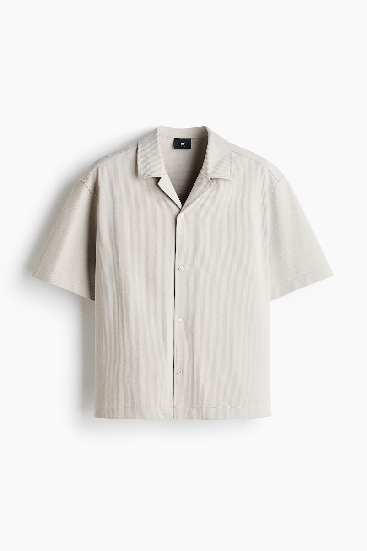 Relaxed Fit Textured resort shirt - Light grey - 1
