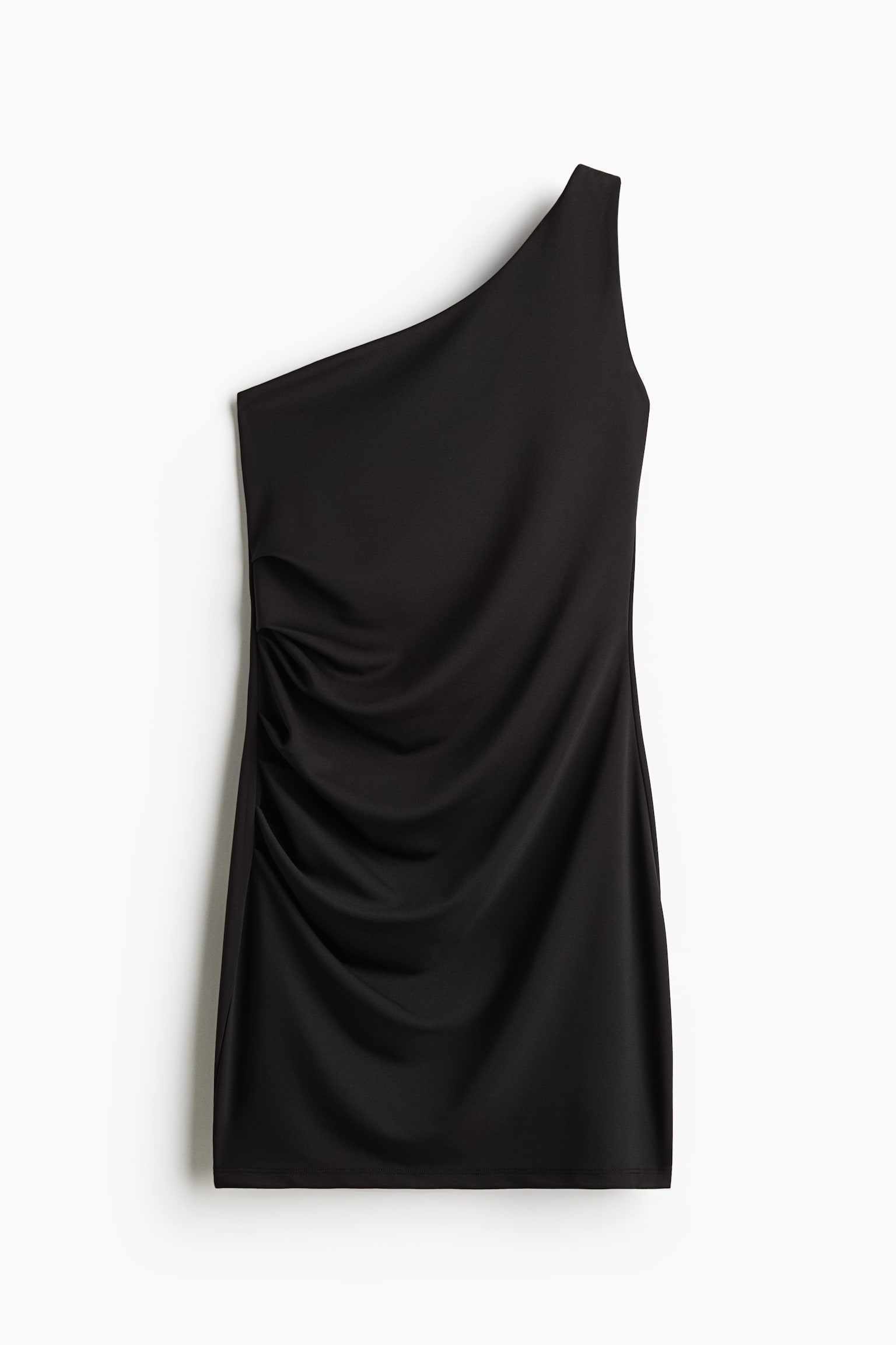 Draped one-shoulder dress - Black/Grey - 2