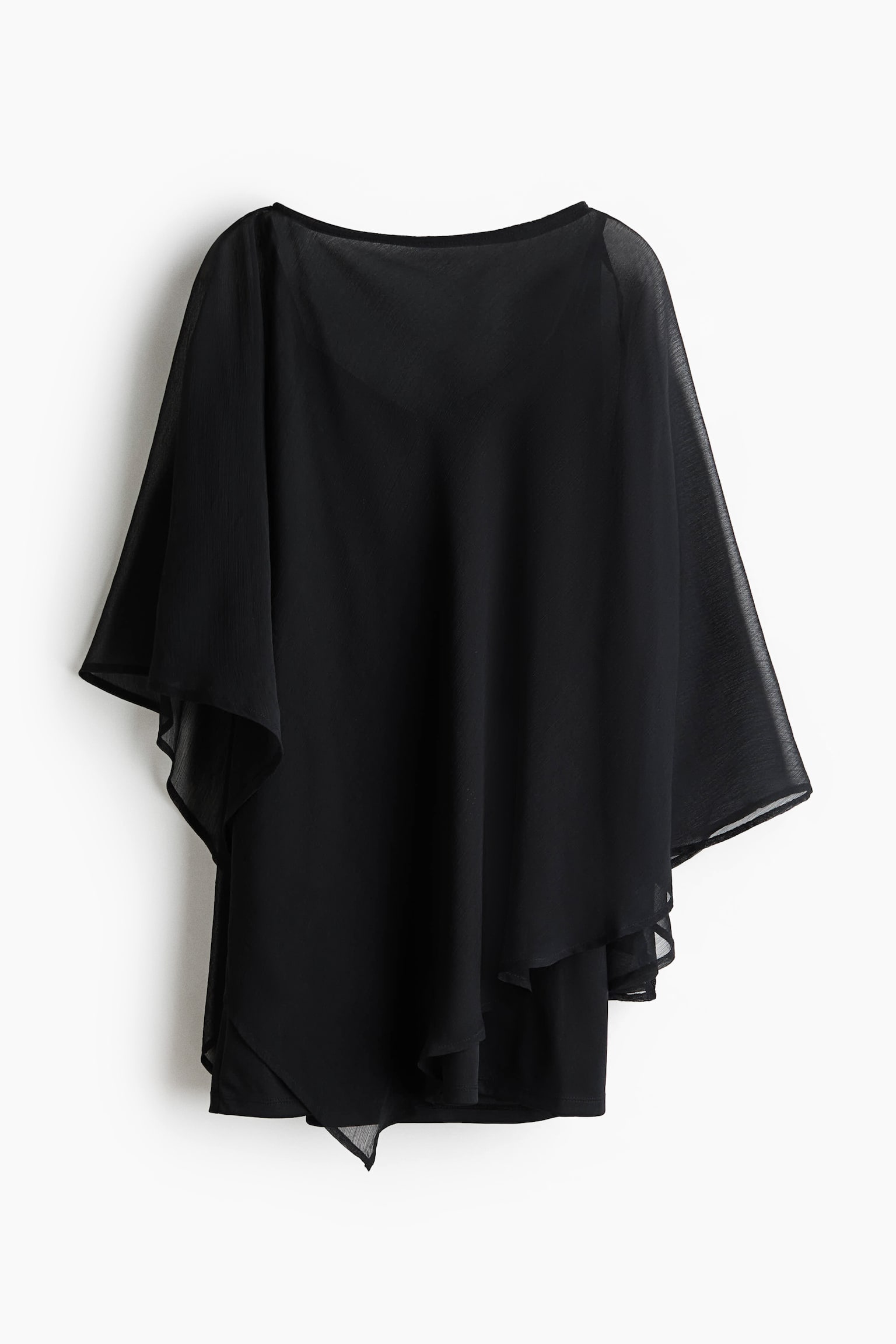 Layered dual-fabric dress - Black/White - 1