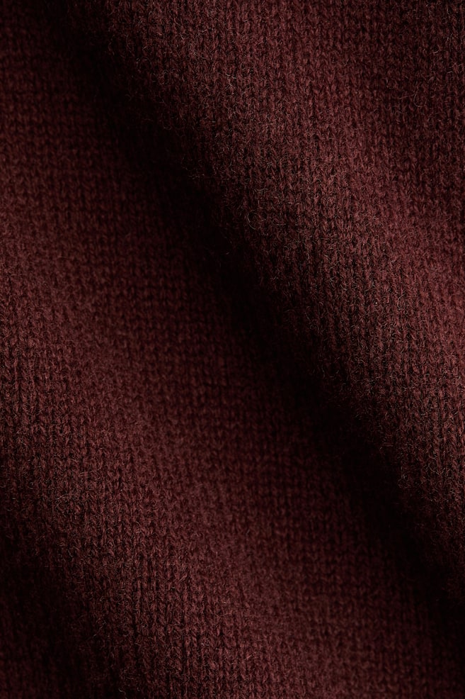 Roll-Neck Wool Sweater-Dark rust brown - 4