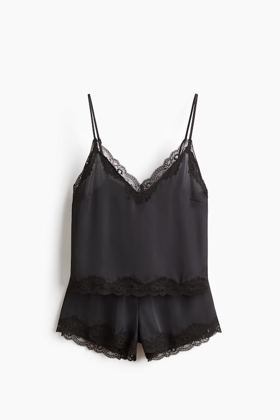 Женская атласная пижама H&M с кружевом