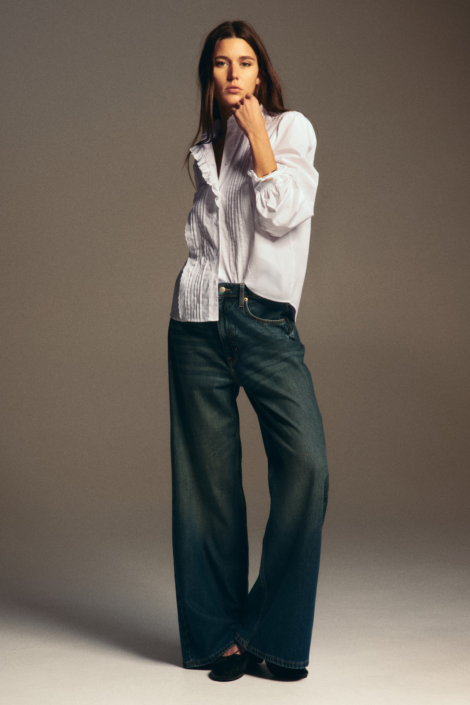 Pintucked cotton blouse - White - 4