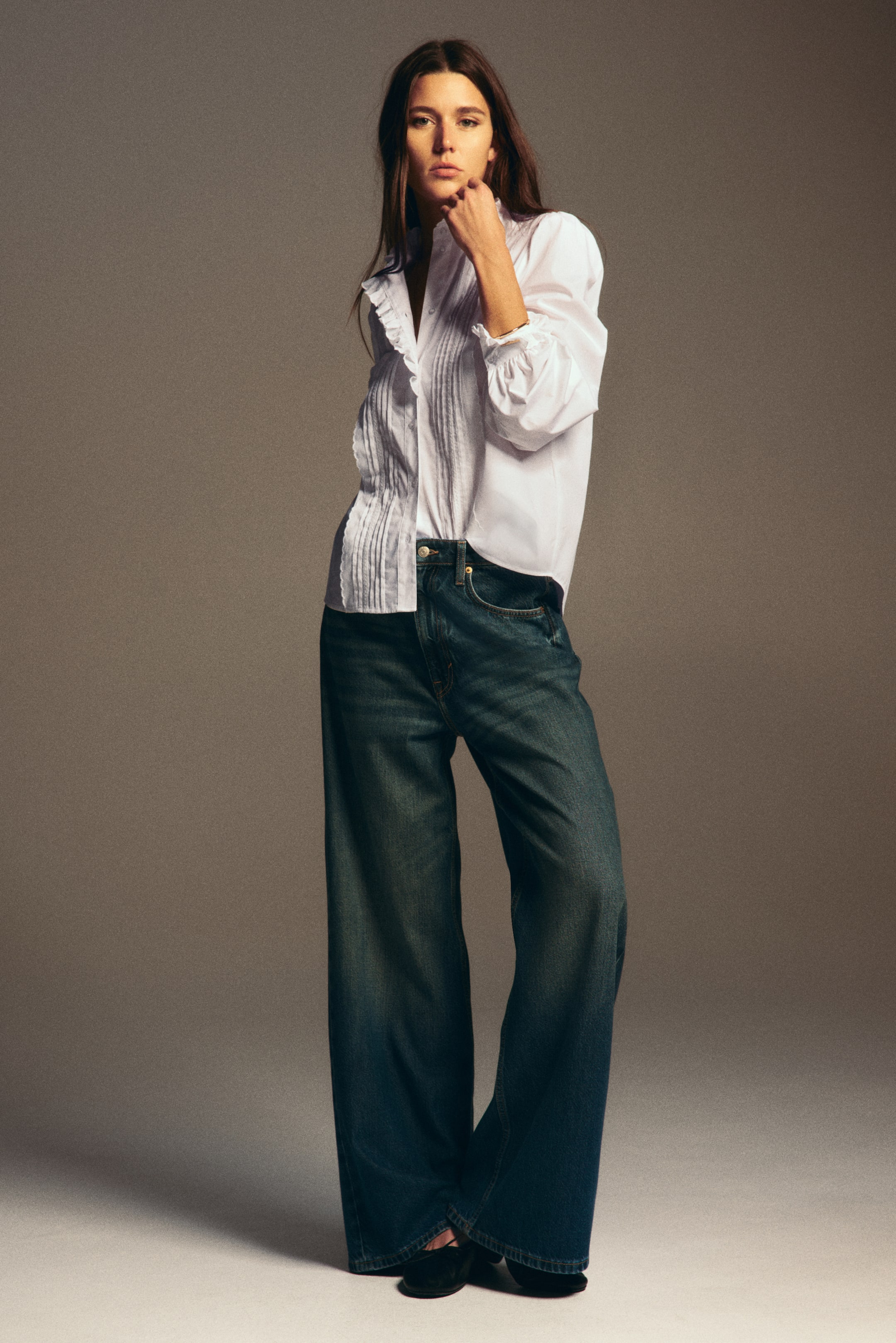 Pintucked Cotton Blouse