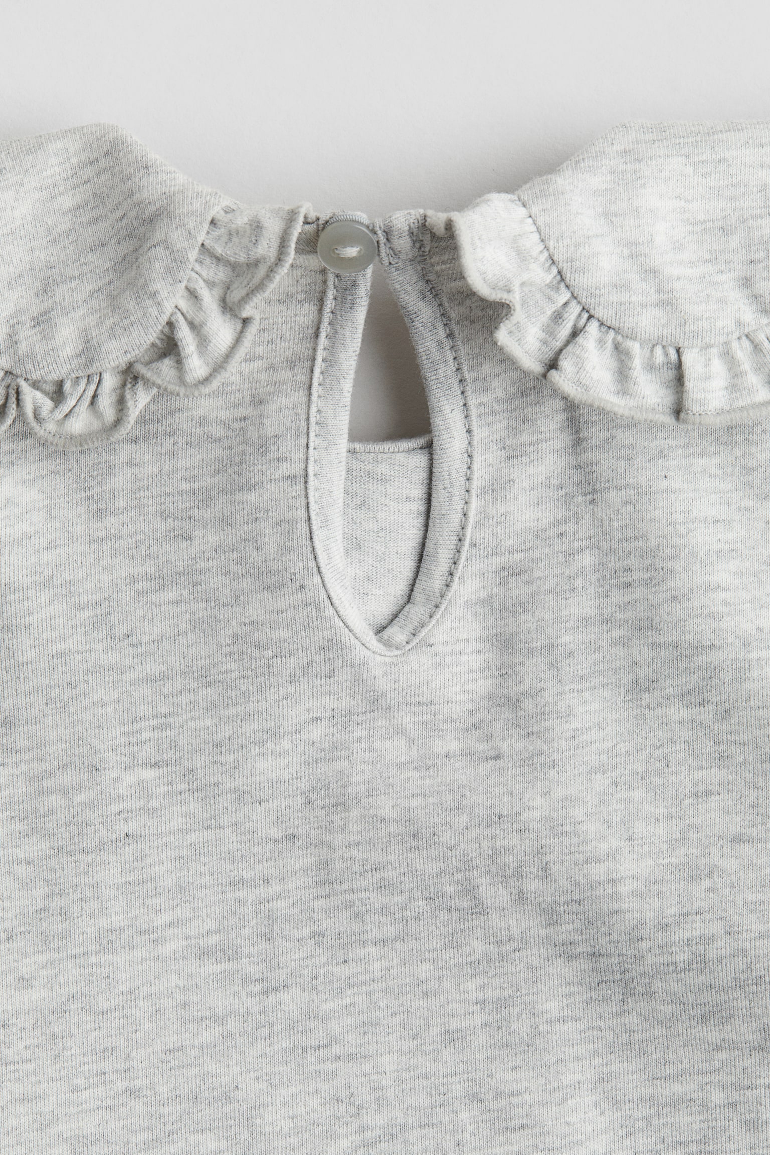 Collared cotton top - Light grey marl/White/Paris - 2