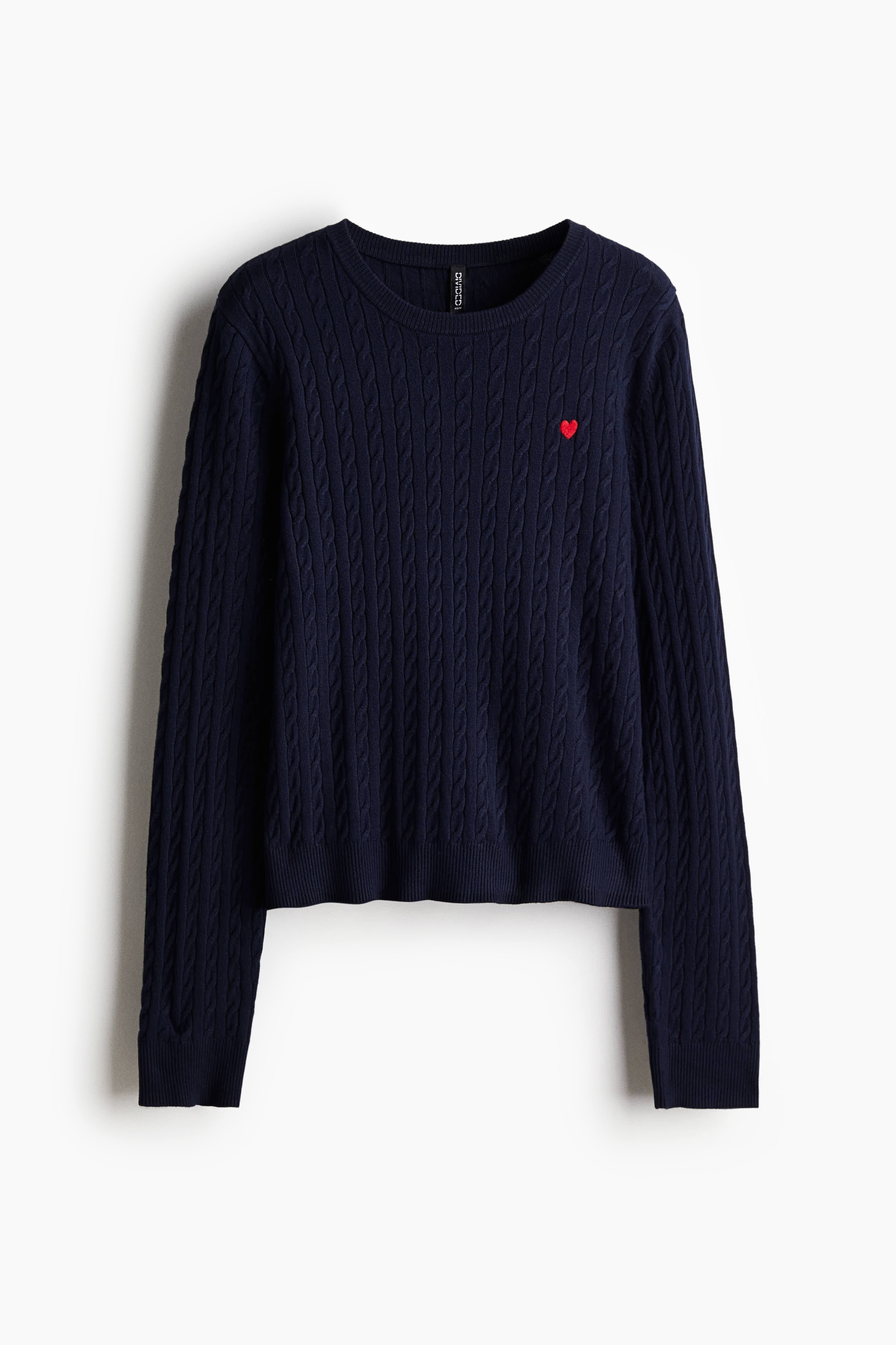 Cable-Knit Sweater - Navy blue/White/Dark gray/Light pink/Burgundy/Blue