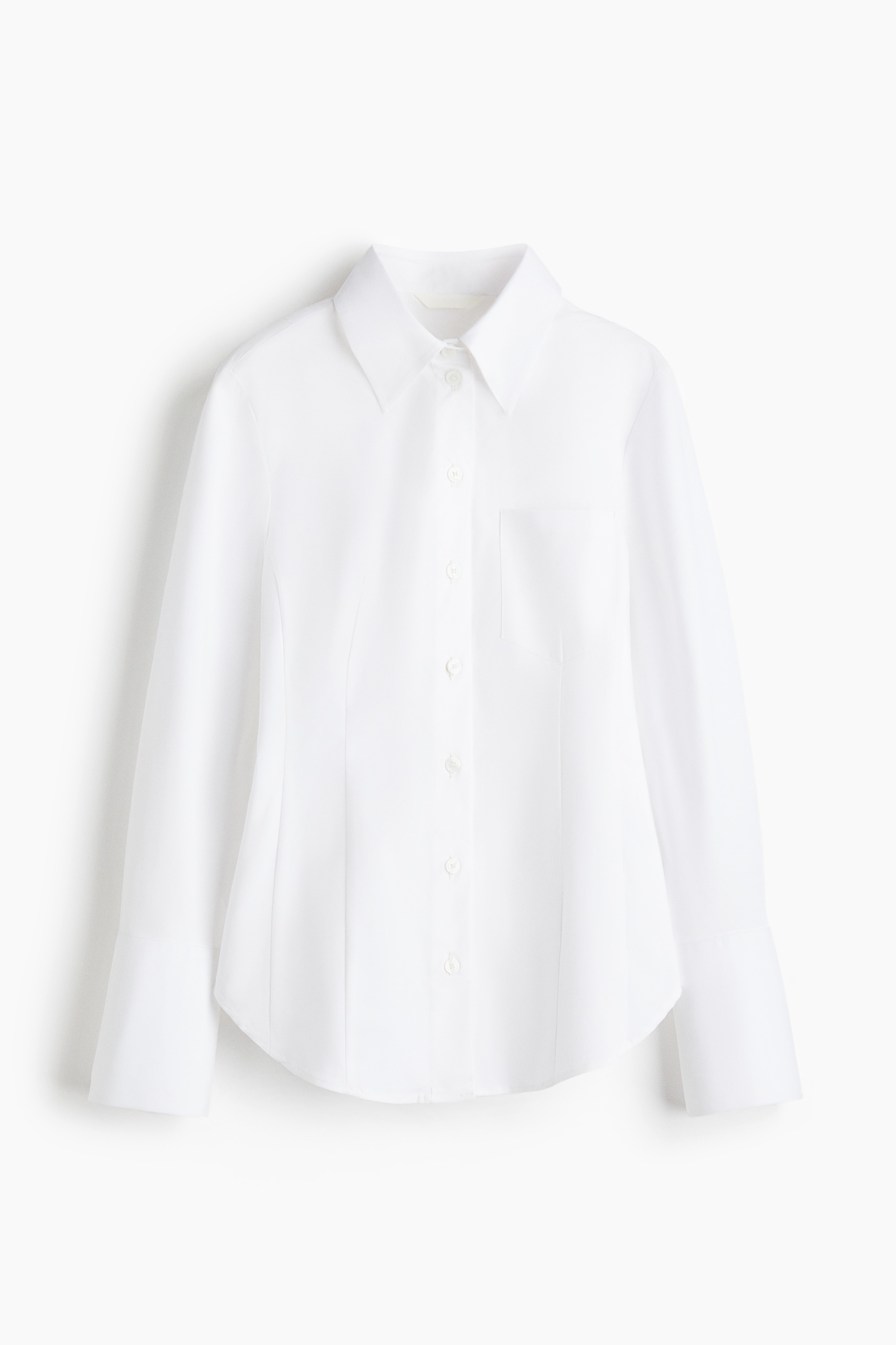 Εφαρμοστό βαμβακερό πουκάμισο - Λευκό