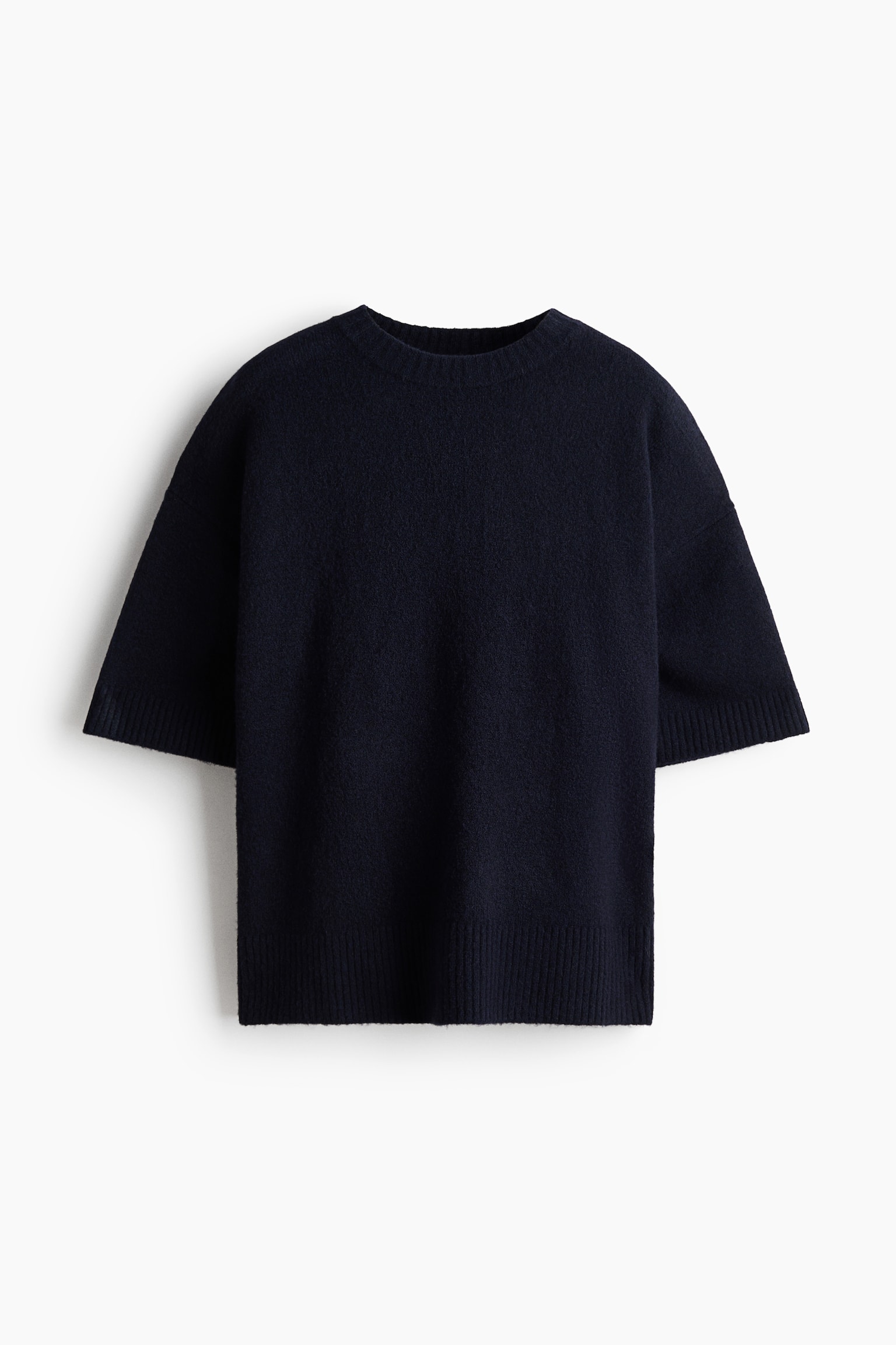 T-shirt em malha - Azul marinho/Bege claro/Castanho escuro