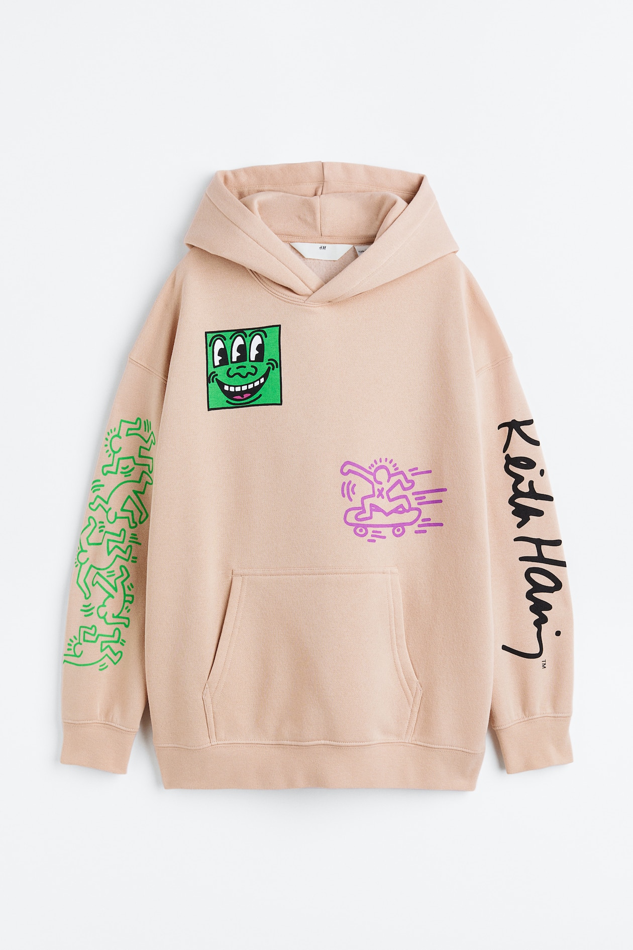 Áo hoodie dáng thụng in hình Màu be/Keith Haring Kids H&M VN