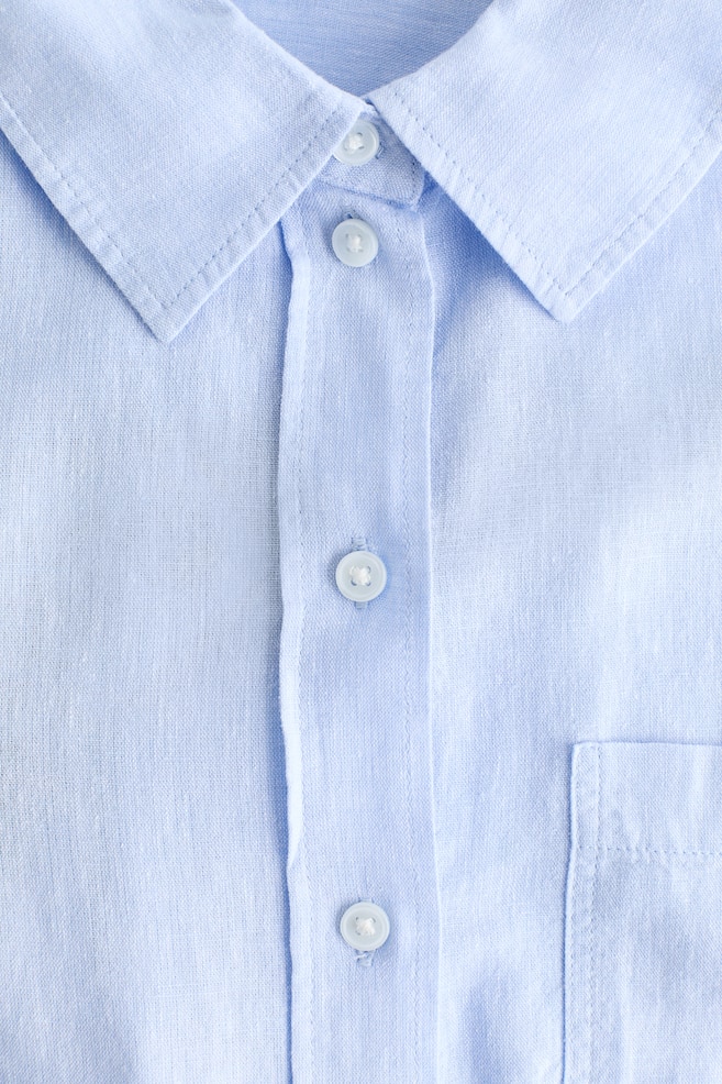 Linen-blend Shirt-Light blue - 5