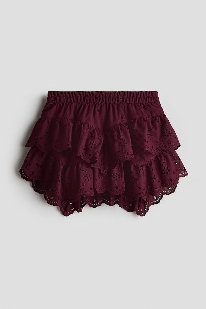 Tiered broderie-anglaise skirt - Rojo ciruela oscuro - 1